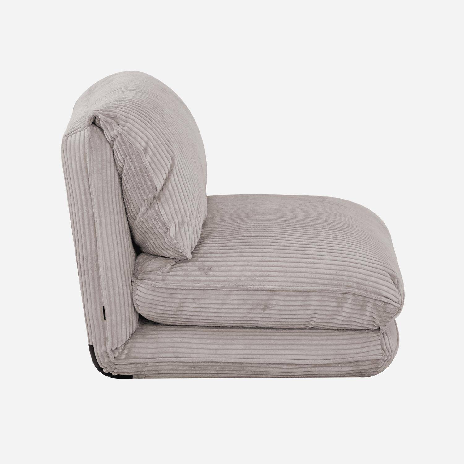 Poltrona convertibile velluto a coste grosse coste 1 posto, Cosy, Beige, 209x78x58 cm Photo3