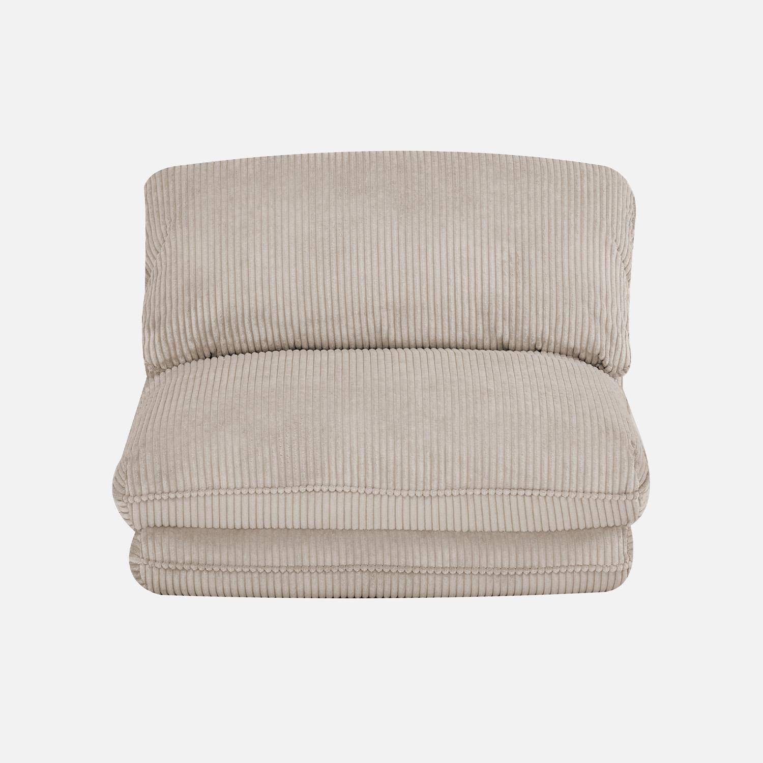 Chauffeuse matelas greige convertible velours côtelé grosse côte 1 place Cosy Photo2