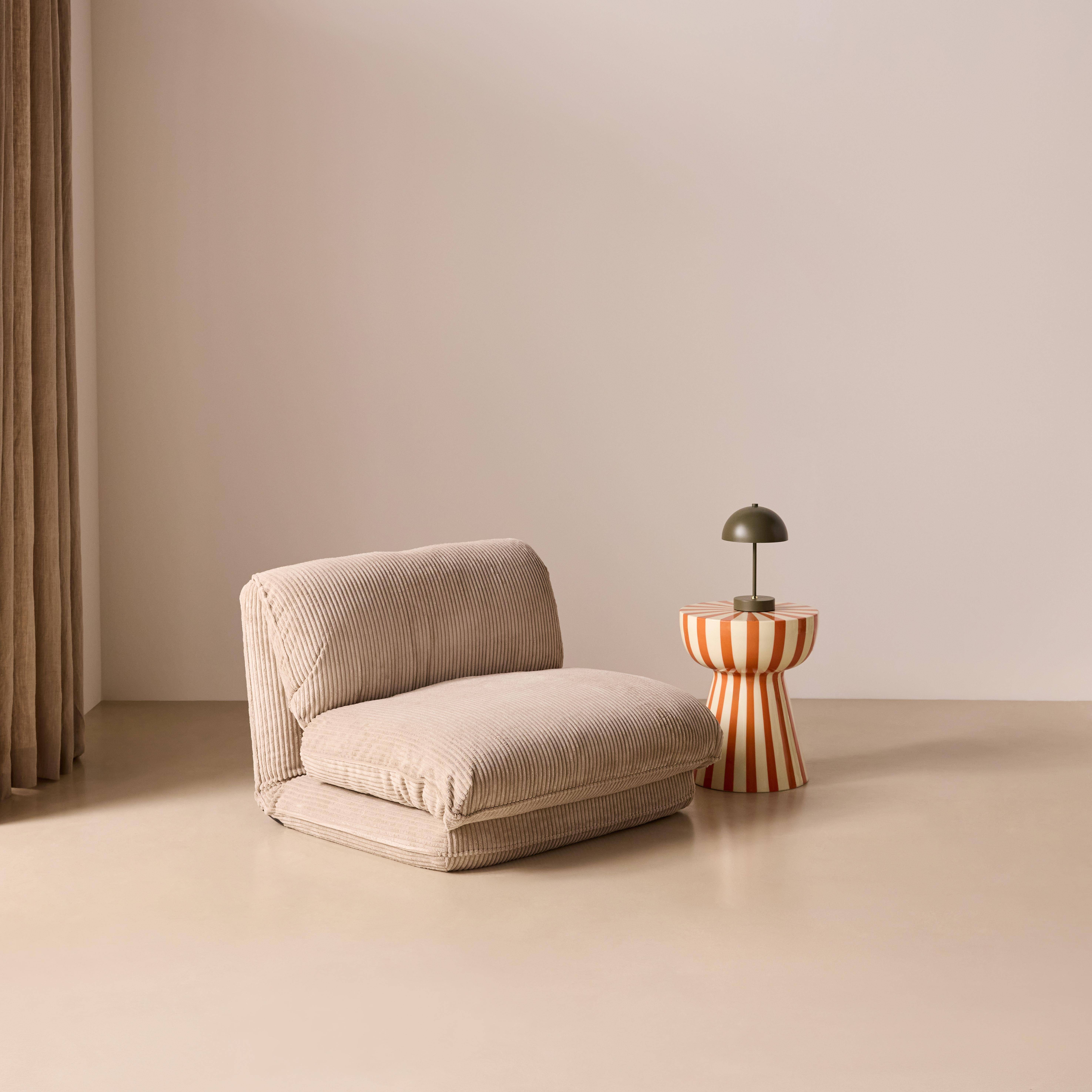 Slaapfauteuil 1 persoons loungestoel corduroy beige - Cosy Photo1