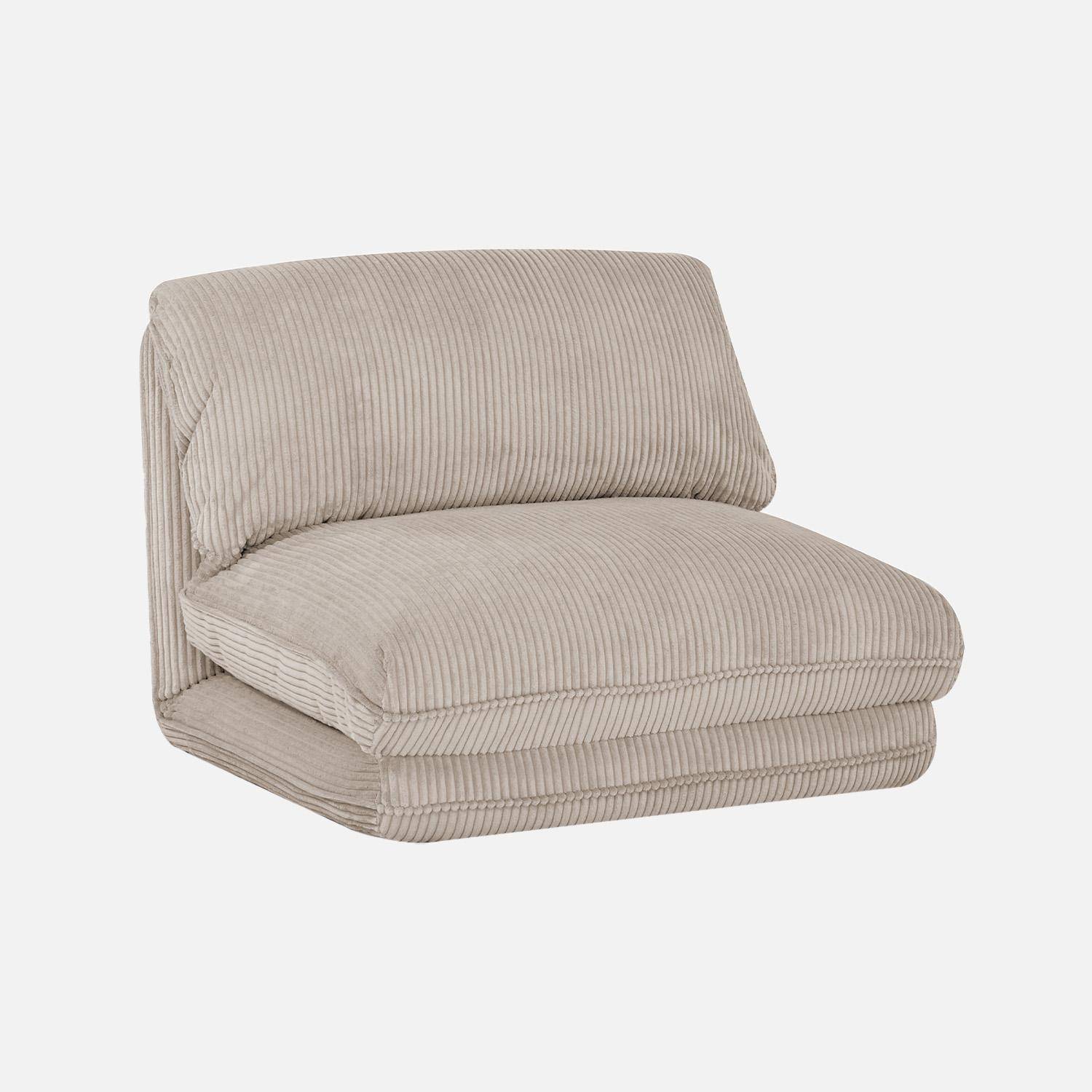 Chauffeuse matelas greige convertible velours côtelé grosse côte 1 place Cosy Photo1