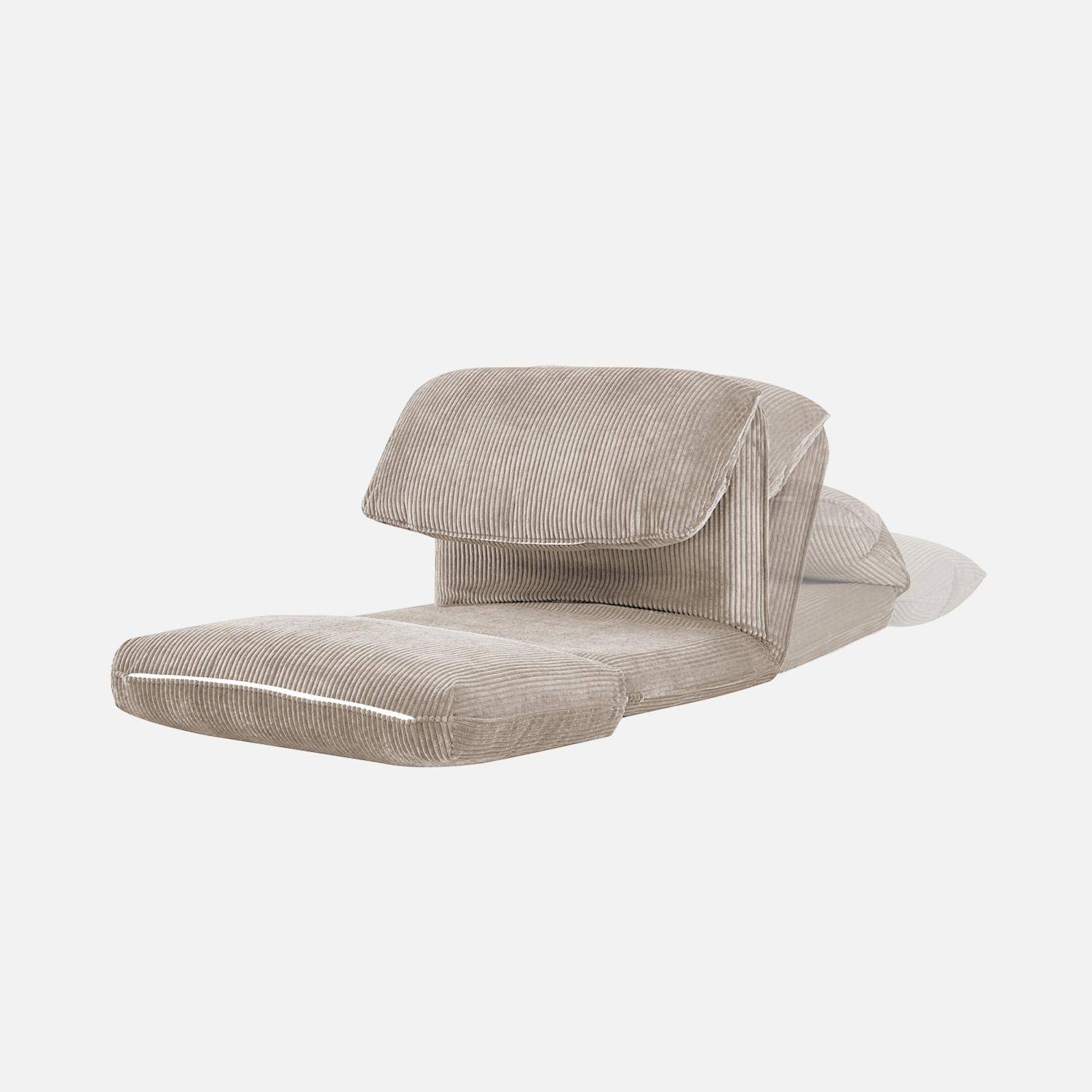Chauffeuse matelas greige convertible velours côtelé grosse côte 1 place Cosy Photo4