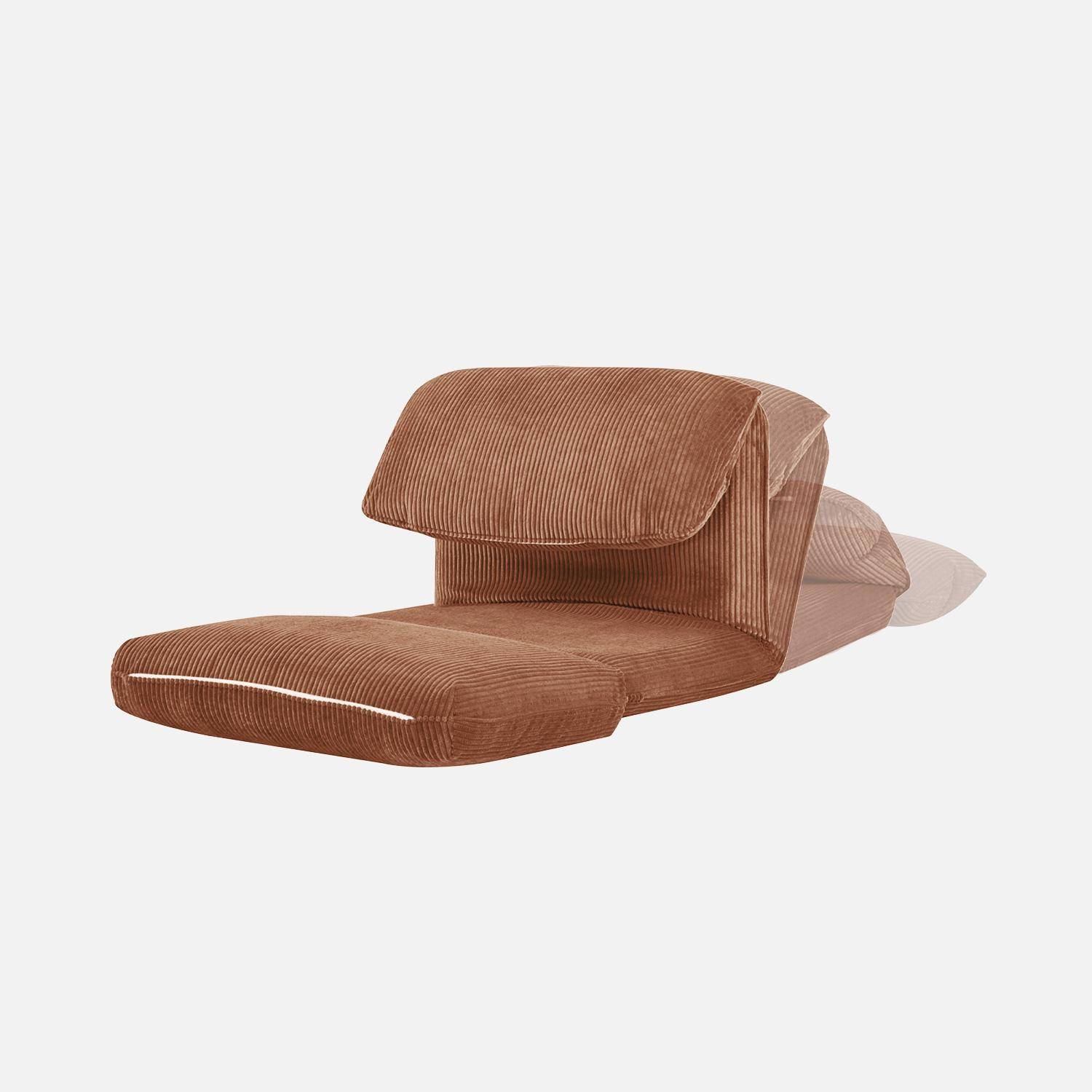 Poltrona convertibile velluto a coste grosse coste 1 posto, Cosy, Camel, 209x78x58 cm,sweeek,Photo6