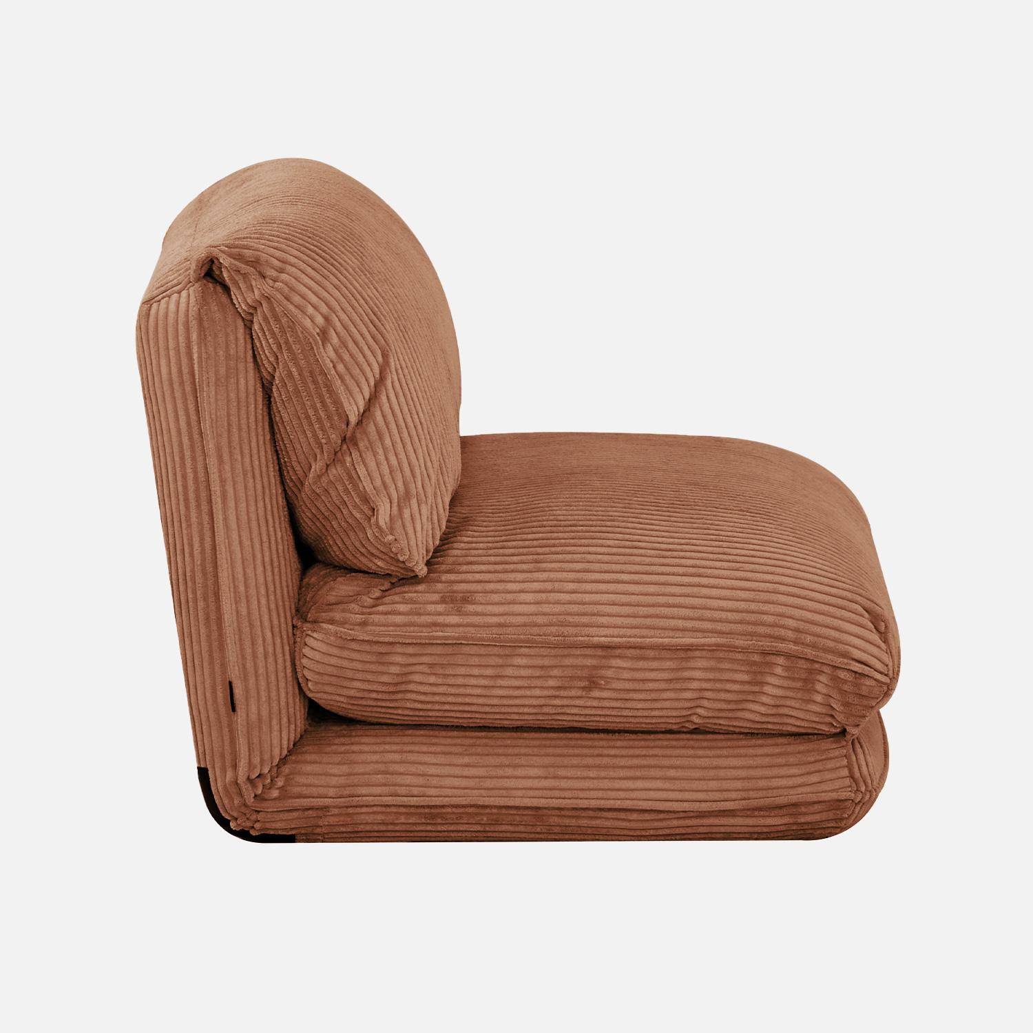 Chauffeuse matelas camel convertible velours côtelé grosse côte 1 place Cosy Photo3