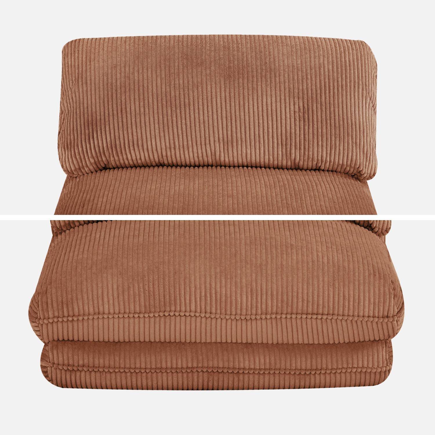 Poltrona convertibile velluto a coste grosse coste 1 posto, Cosy, Camel, 209x78x58 cm Photo6
