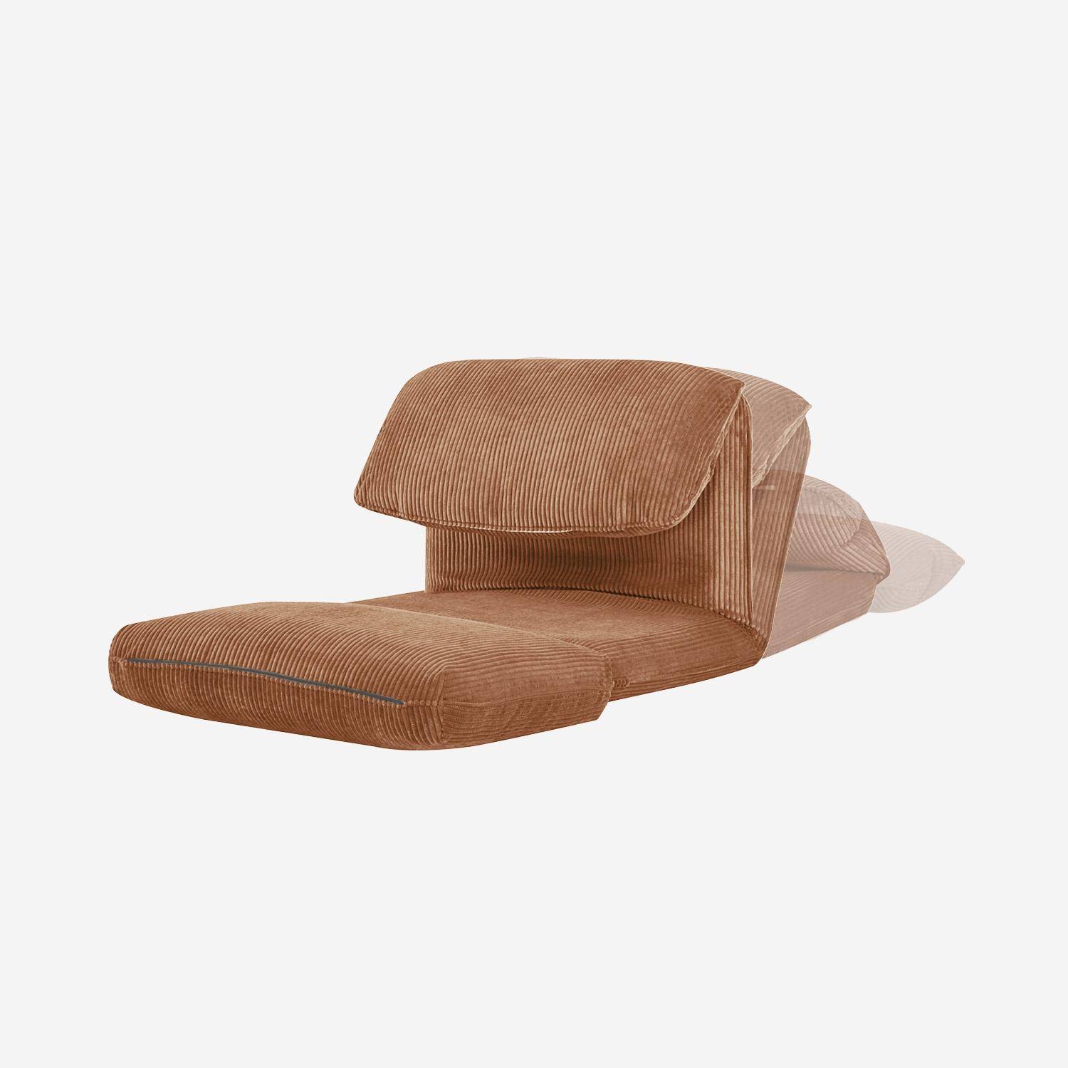 Poltrona convertibile velluto a coste grosse coste 1 posto, Cosy, Camel, 209x78x58 cm Photo7