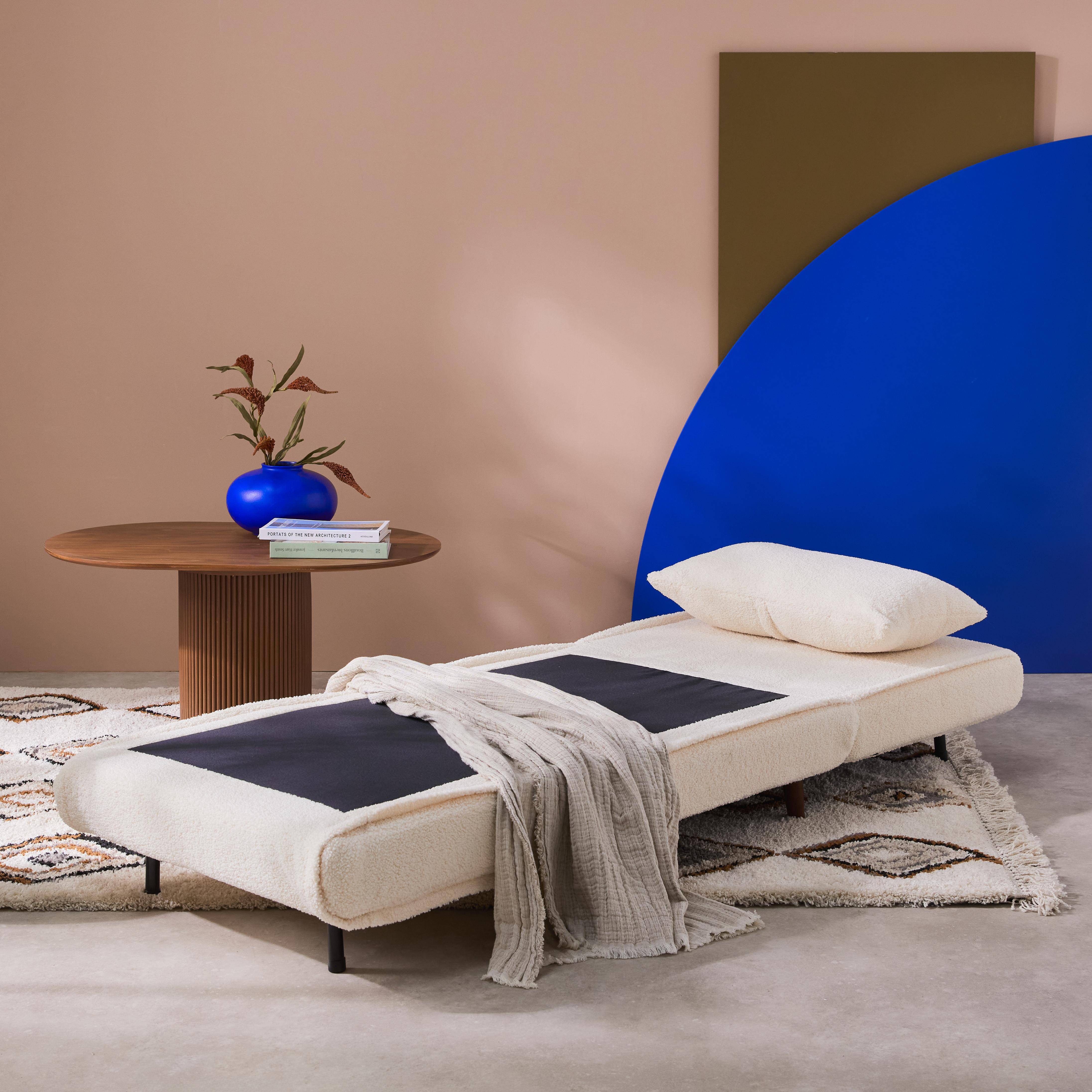 Sillón convertible borreguito base de madera, 1 plaza, Guest, Crema, 191x77x83 cm,sweeek,Photo4