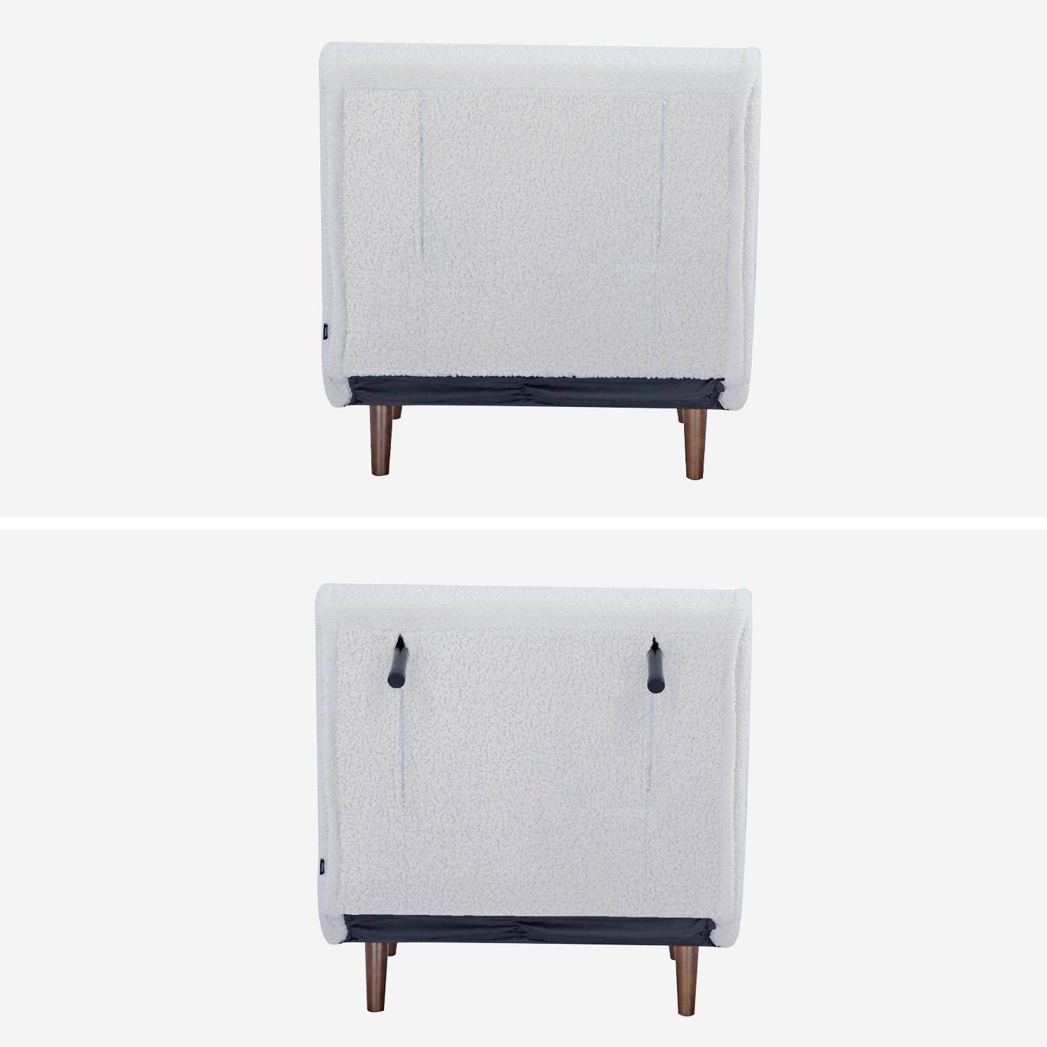 Poltrona letto bouclé con base in legno 1 posto, Guest, Crema, 191x77x83 cm Photo2