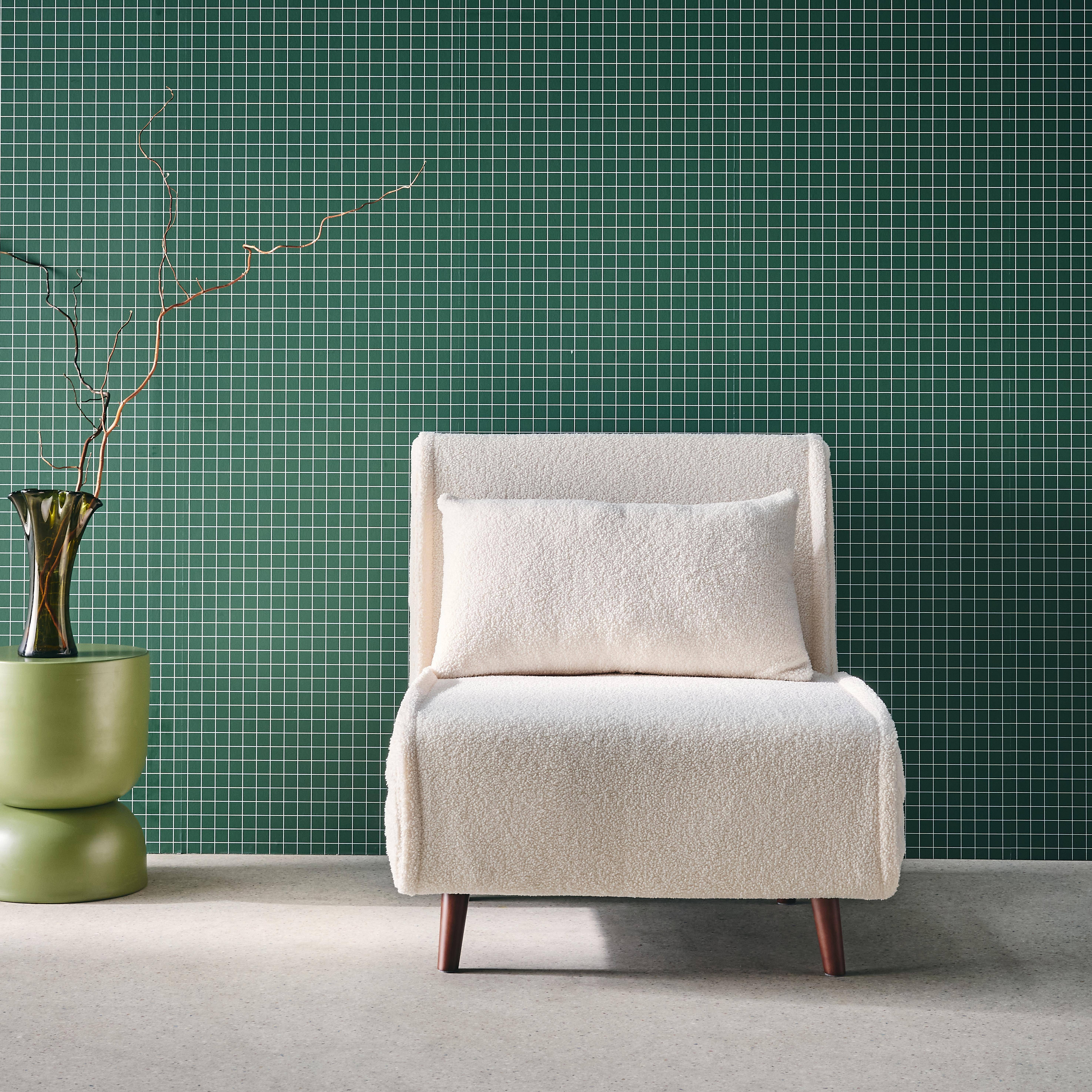 Sillón convertible borreguito base de madera, 1 plaza, Guest, Crema, 191x77x83 cm,sweeek,Photo1