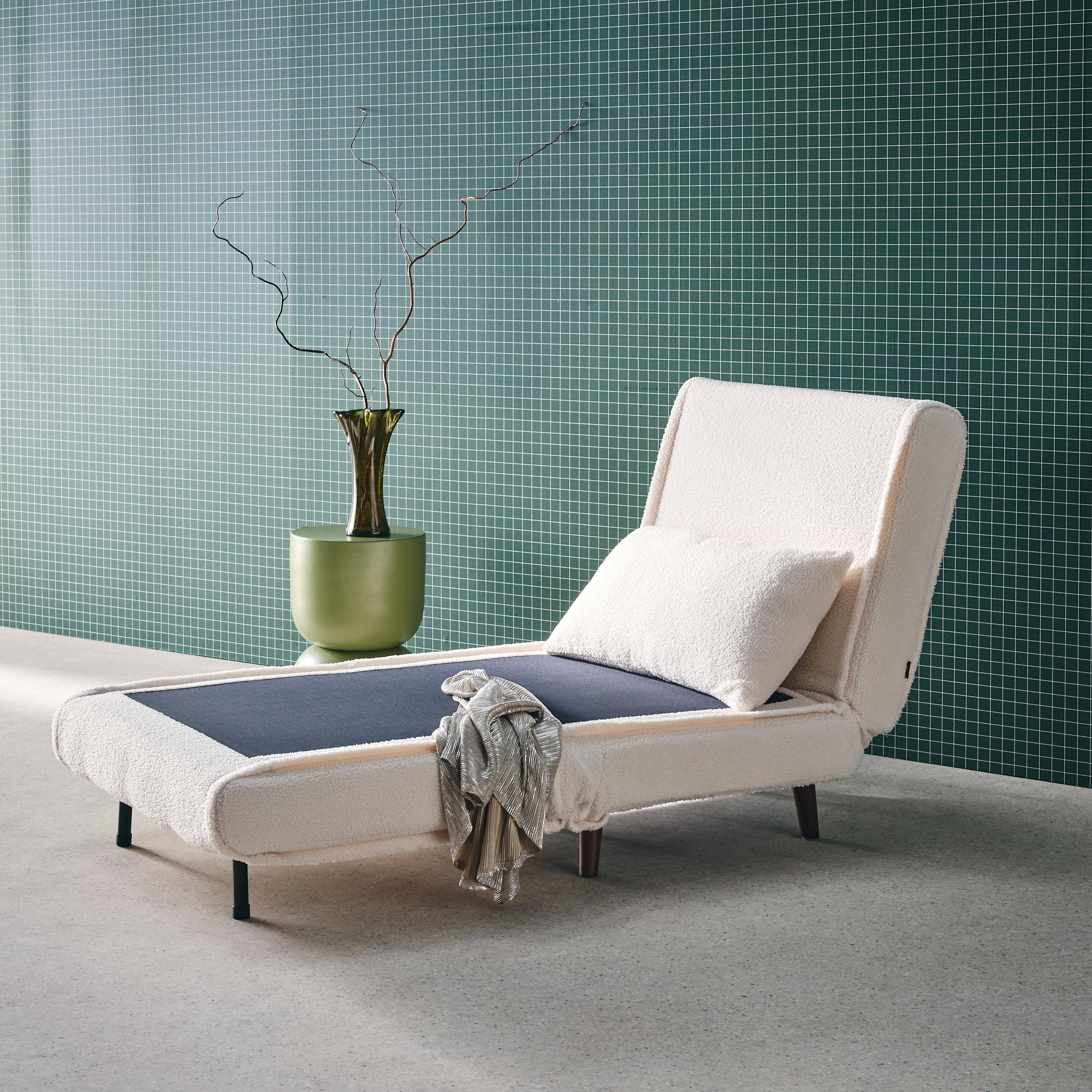 Sillón convertible borreguito base de madera, 1 plaza, Guest, Crema, 191x77x83 cm,sweeek,Photo3