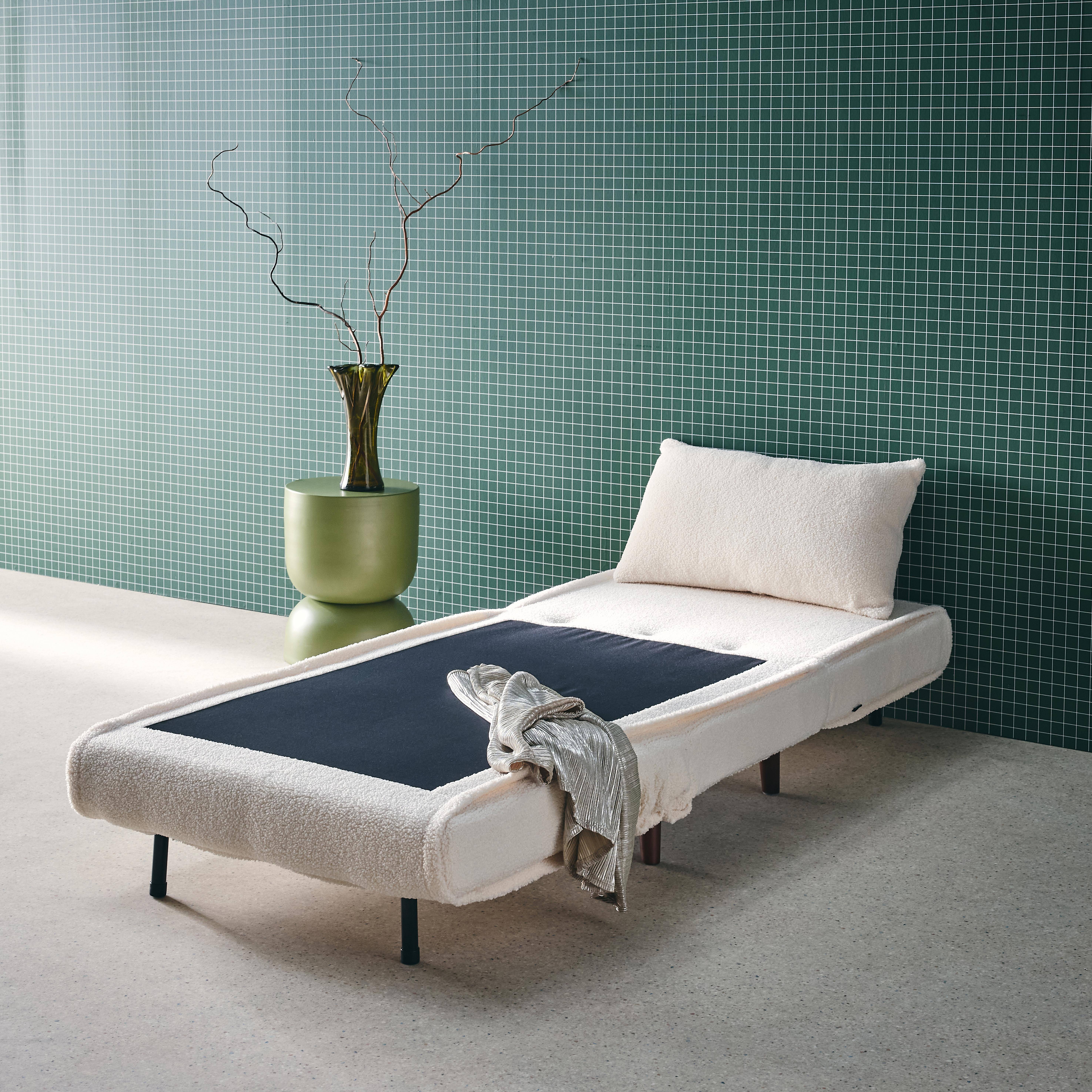 Sillón convertible borreguito base de madera, 1 plaza, Guest, Crema, 191x77x83 cm Photo2