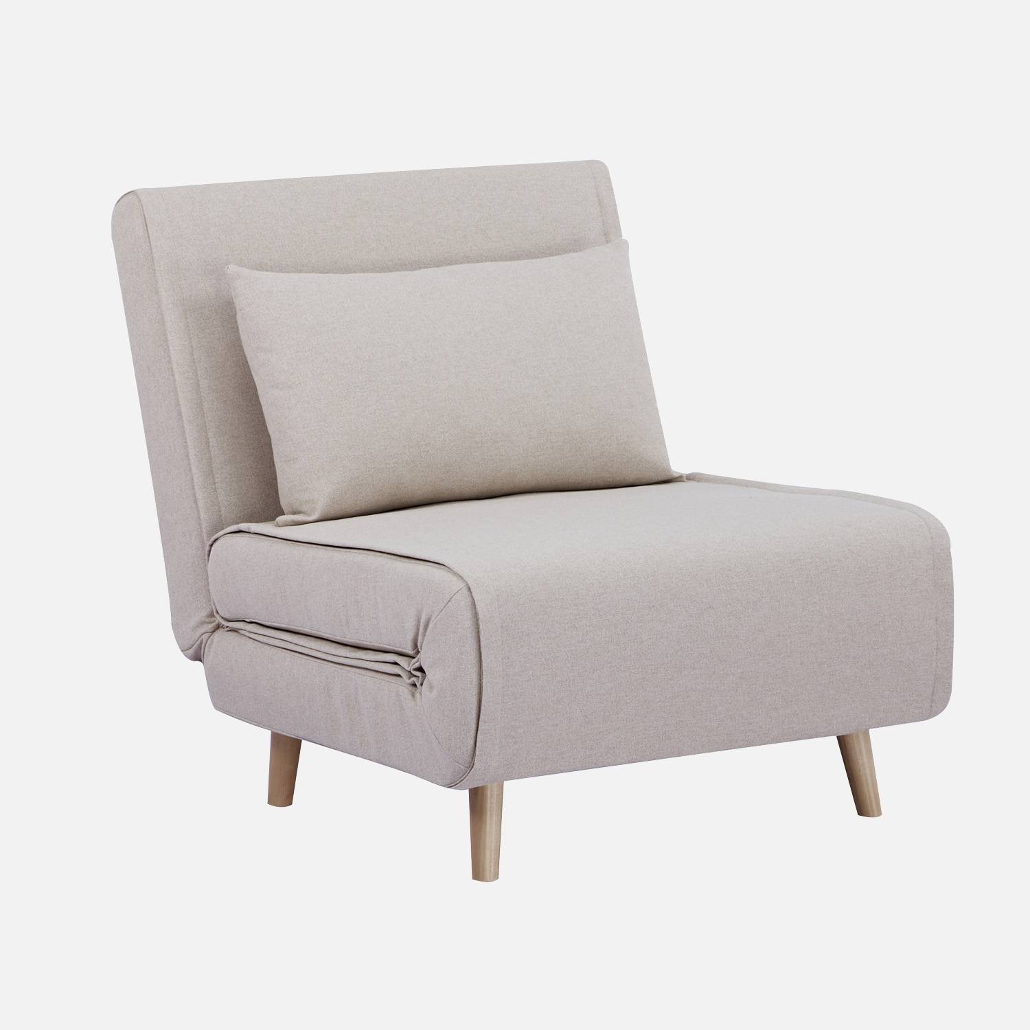 Silla convertible tela base madera, 1 plaza