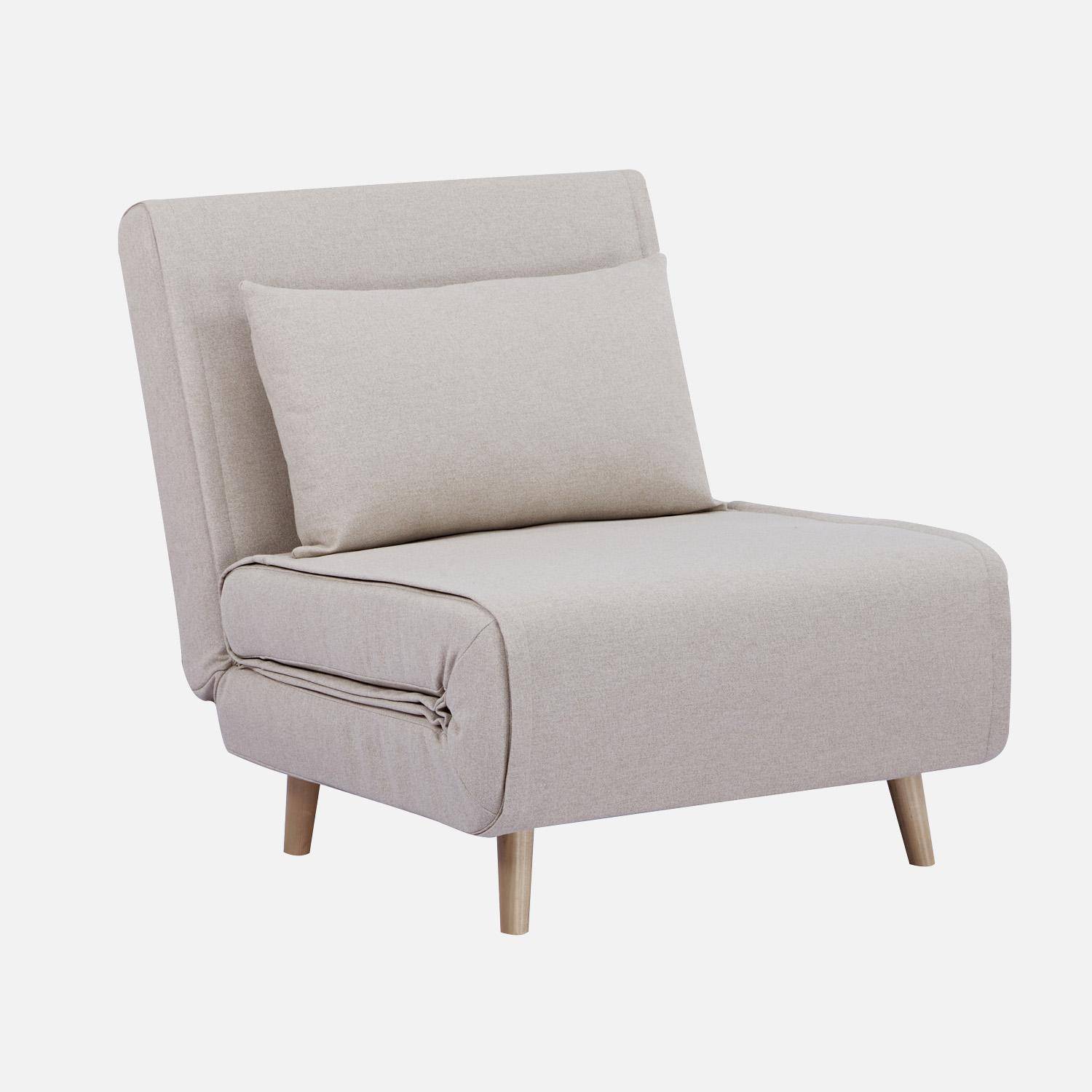 Poltrona letto convertibile tessuto con piedi in legno 1 posto, Guest, 191x77x49 cm Photo1