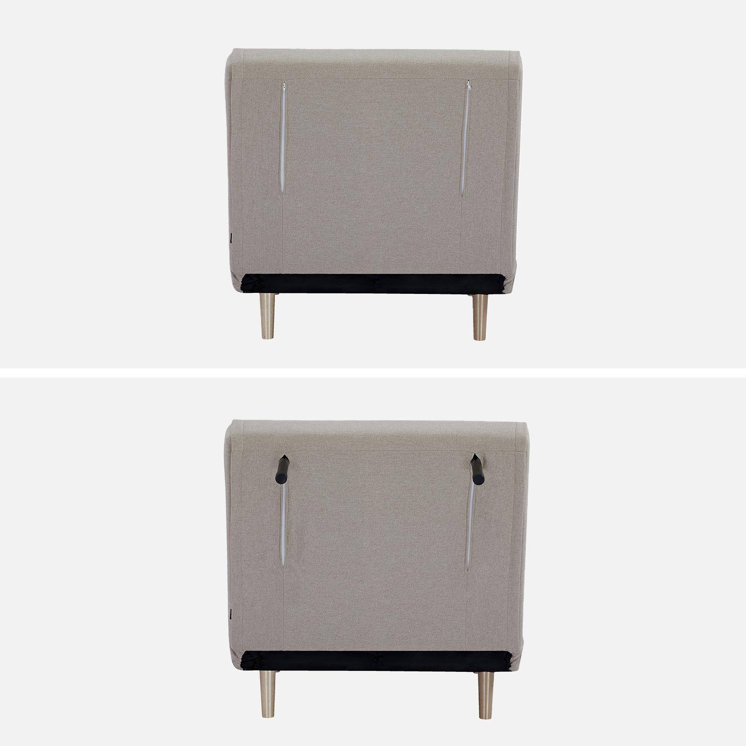 Silla convertible en cama tela base madera, 1 plaza, Guest, Beige, 191x77x49 cm Photo2