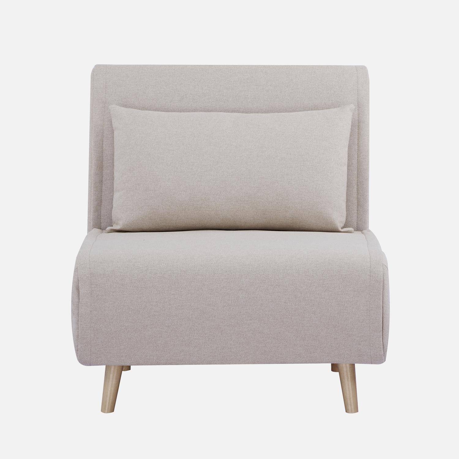 Silla convertible en cama tela base madera, 1 plaza, Guest, Beige, 191x77x49 cm,sweeek,Photo3