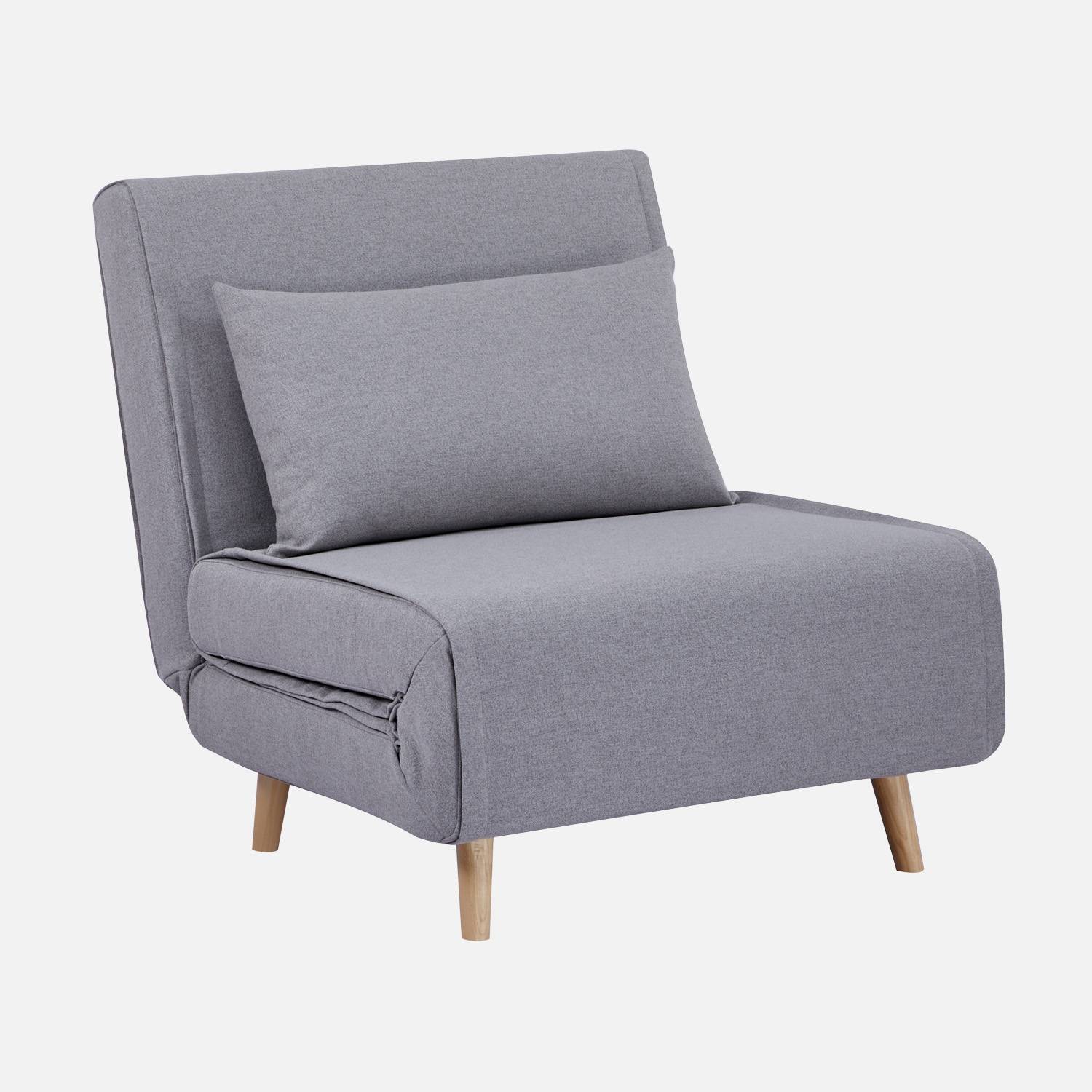 Silla convertible tela base madera, 1 plaza