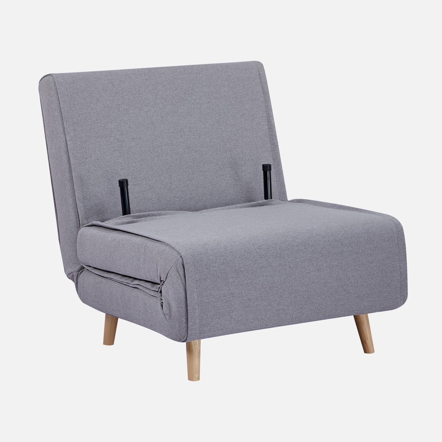 Poltrona letto convertibile tessuto con piedi in legno 1 posto, Guest, 191x77x49 cm Photo4