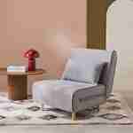 Poltrona de 1 lugar conversível em tecido simple com base de madeira, Guest, Cinza, 191x77x49 cm Photo1 Poltrona de 1 lugar conversível em tecido simple com base de madeira, Guest, Cinza, 191x77x49 cm Photo1