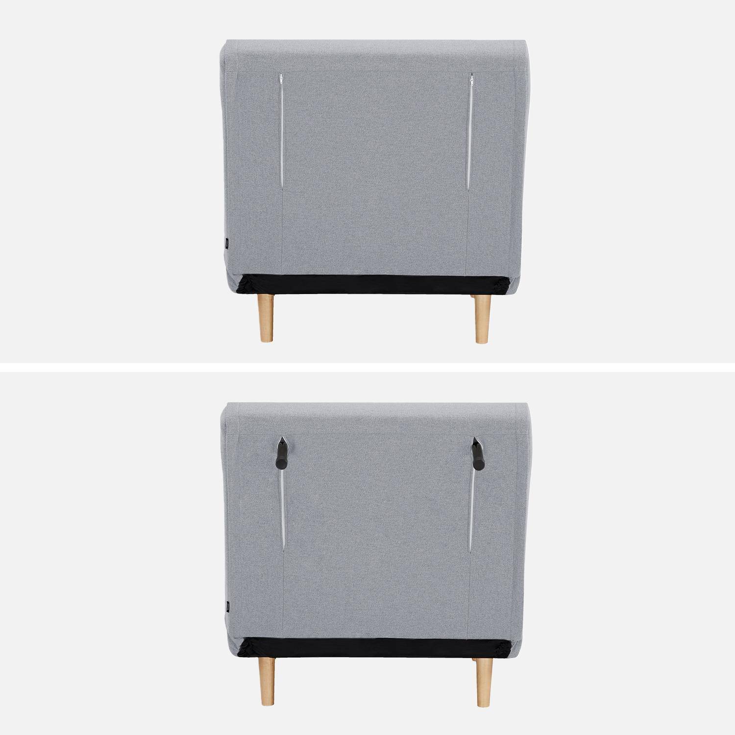 Poltrona de 1 lugar conversível em tecido simple com base de madeira, Guest, Cinza, 191x77x49 cm,sweeek,Photo6