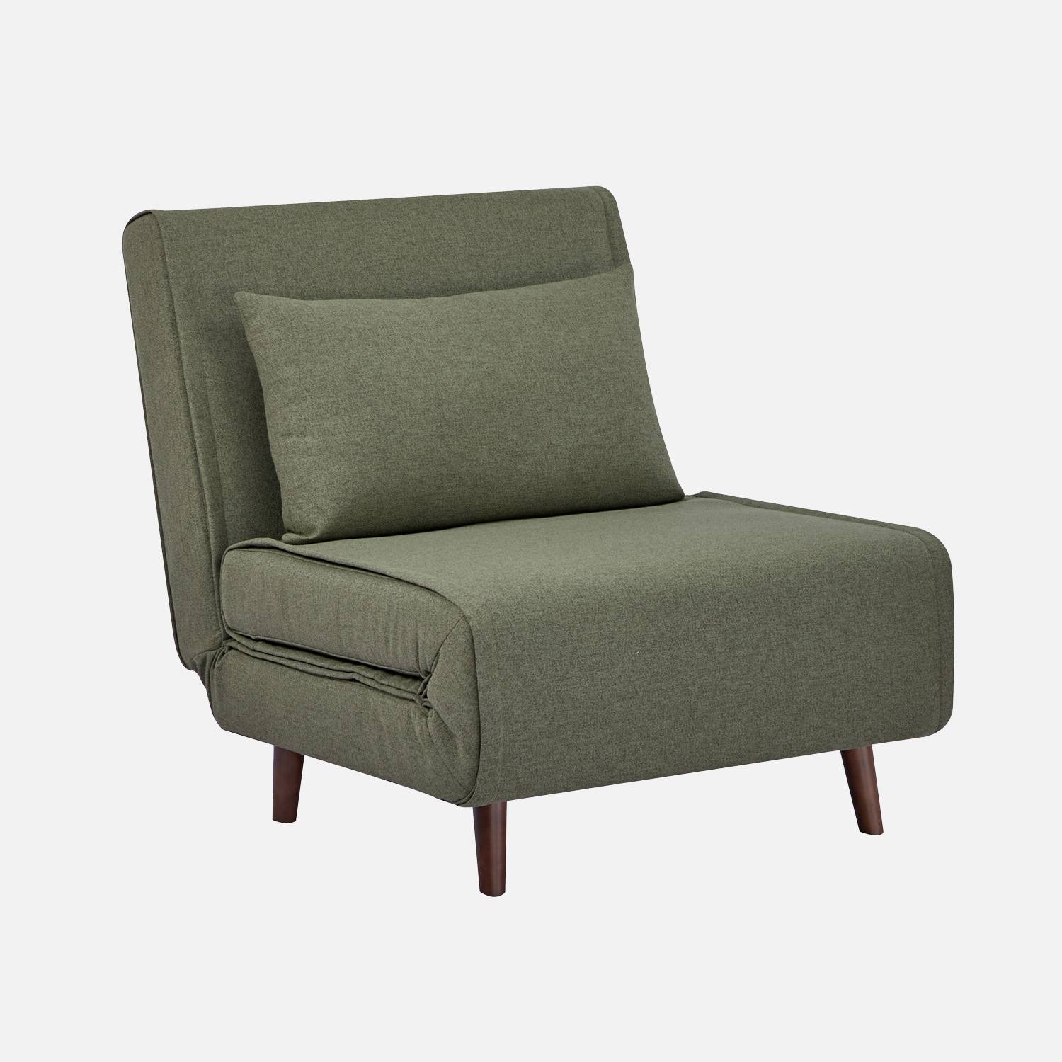 Silla convertible tela base madera, 1 plaza