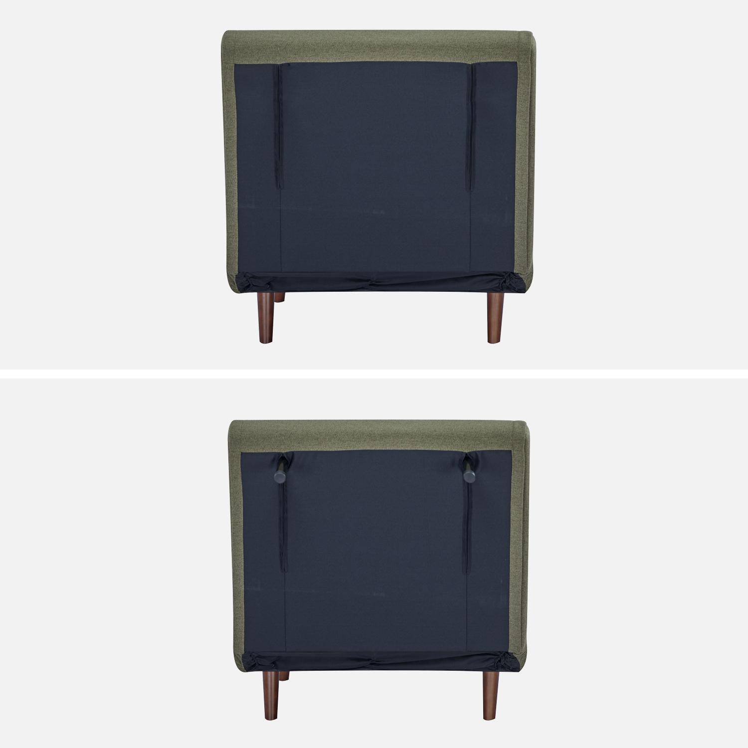 Sessel mit Holzgestell und Schlaffunktion für 1 Person Stoffbezug in khaki - Guest,sweeek,Photo5