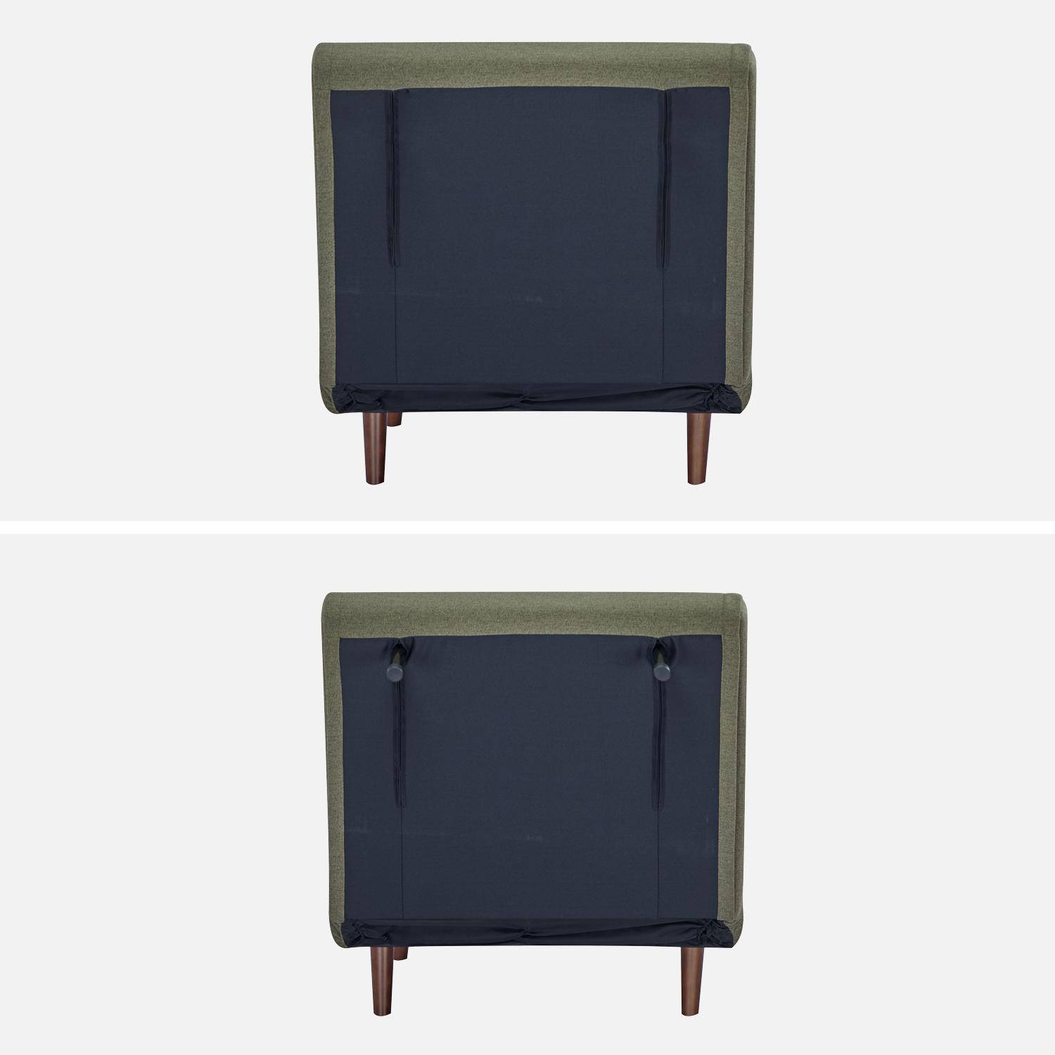 Sessel mit Holzgestell und Schlaffunktion für 1 Person Stoffbezug in khaki - Guest Photo5