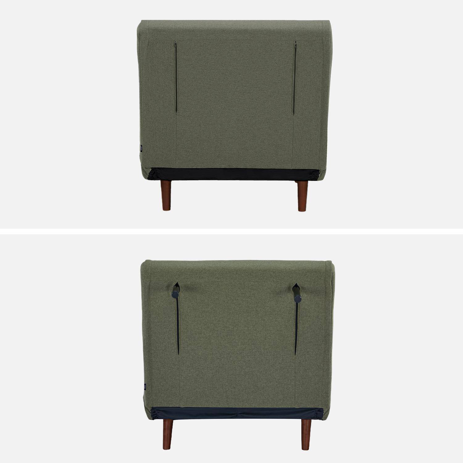 Sessel mit Holzgestell und Schlaffunktion für 1 Person Stoffbezug in khaki - Guest Photo5