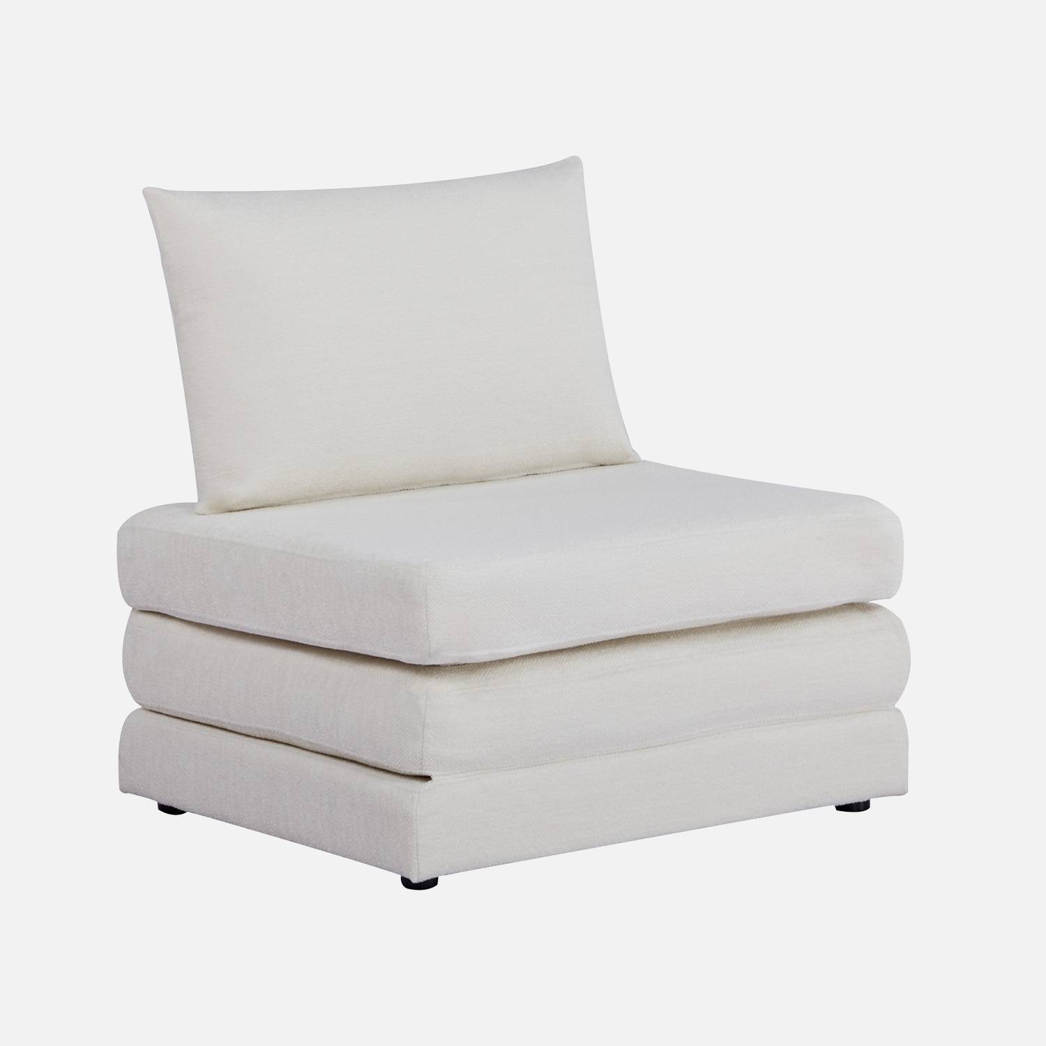 Poltrona letto matrimoniale in tessuto chenille, 1 posto, Bianco sporco
