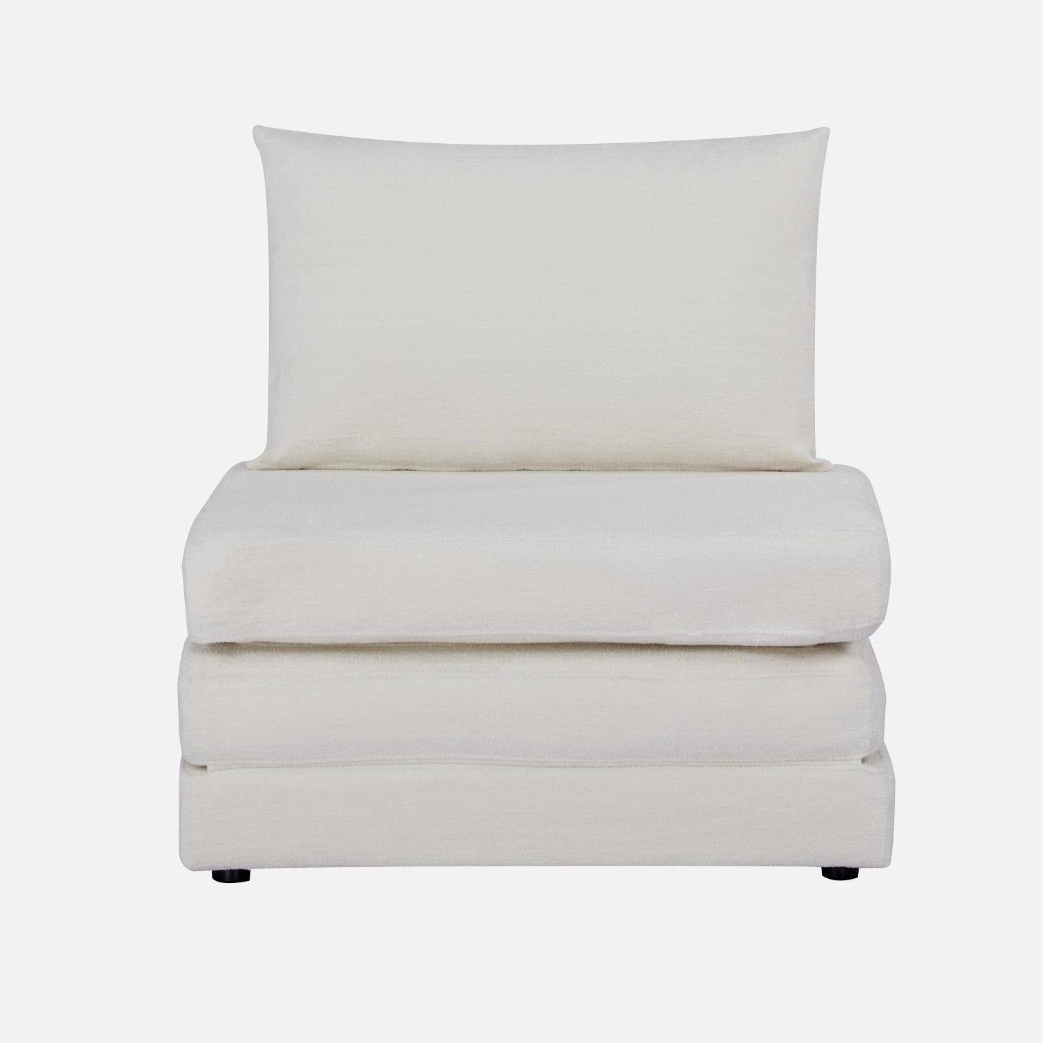 Sillón convertible colchón tejido chenilla 1 plaza, Fold, Blanco roto, 198x81x71 cm Photo2