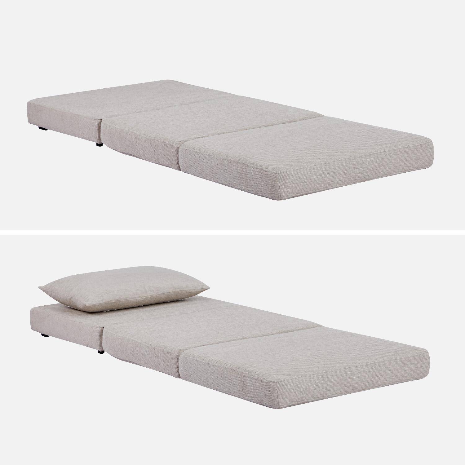 Sillón convertible colchón tejido chenilla 1 plaza, Fold, Beige, 198x81x71 cm Photo4