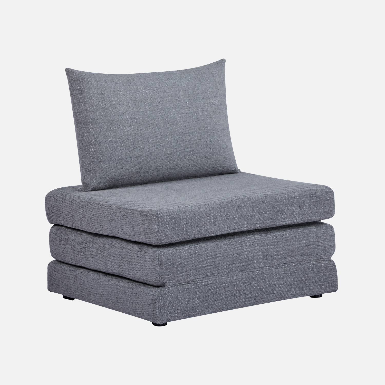 Poltrona letto matrimoniale in tessuto chenille, 1 posto, Grigio