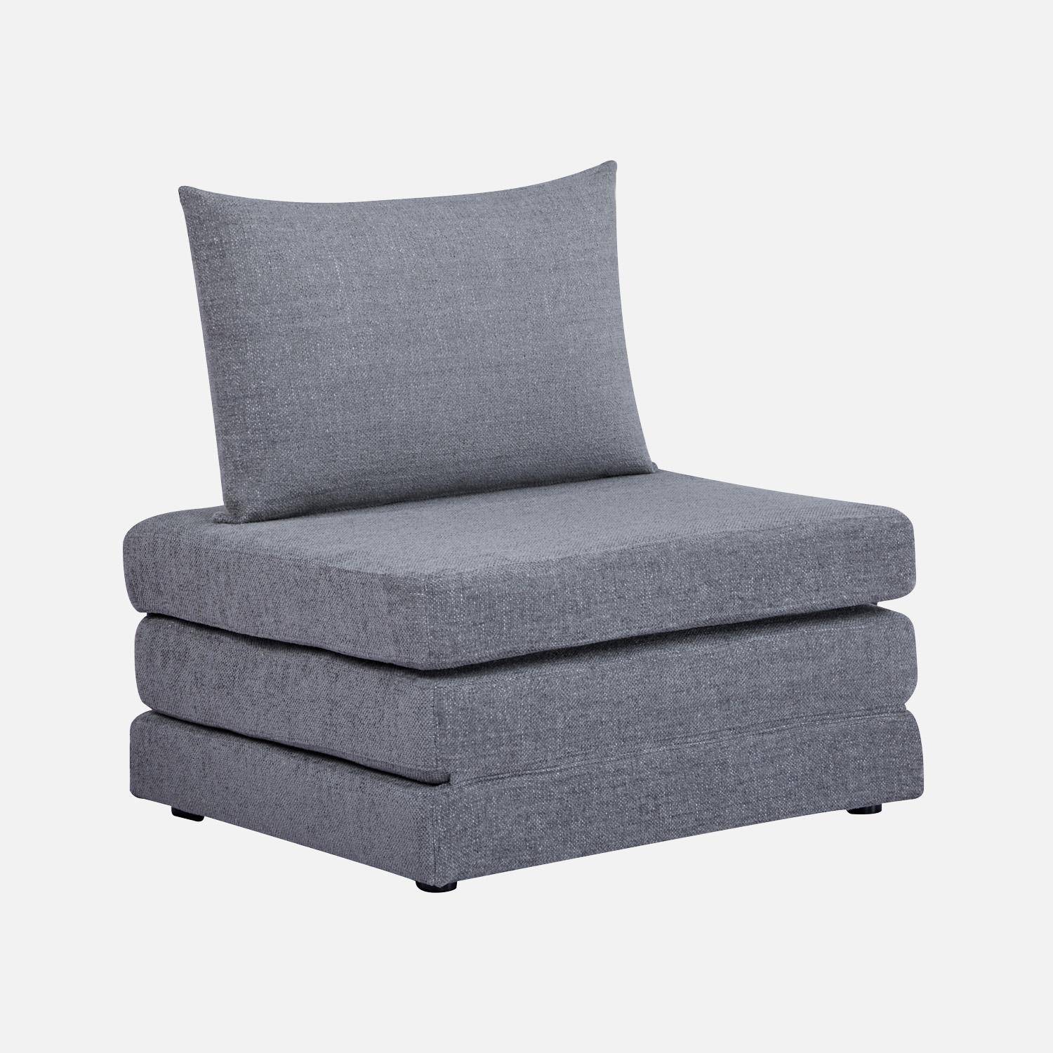 Sillón convertible colchón tejido chenilla 1 plaza, Fold, Gris, 198x81x71 cm Photo1