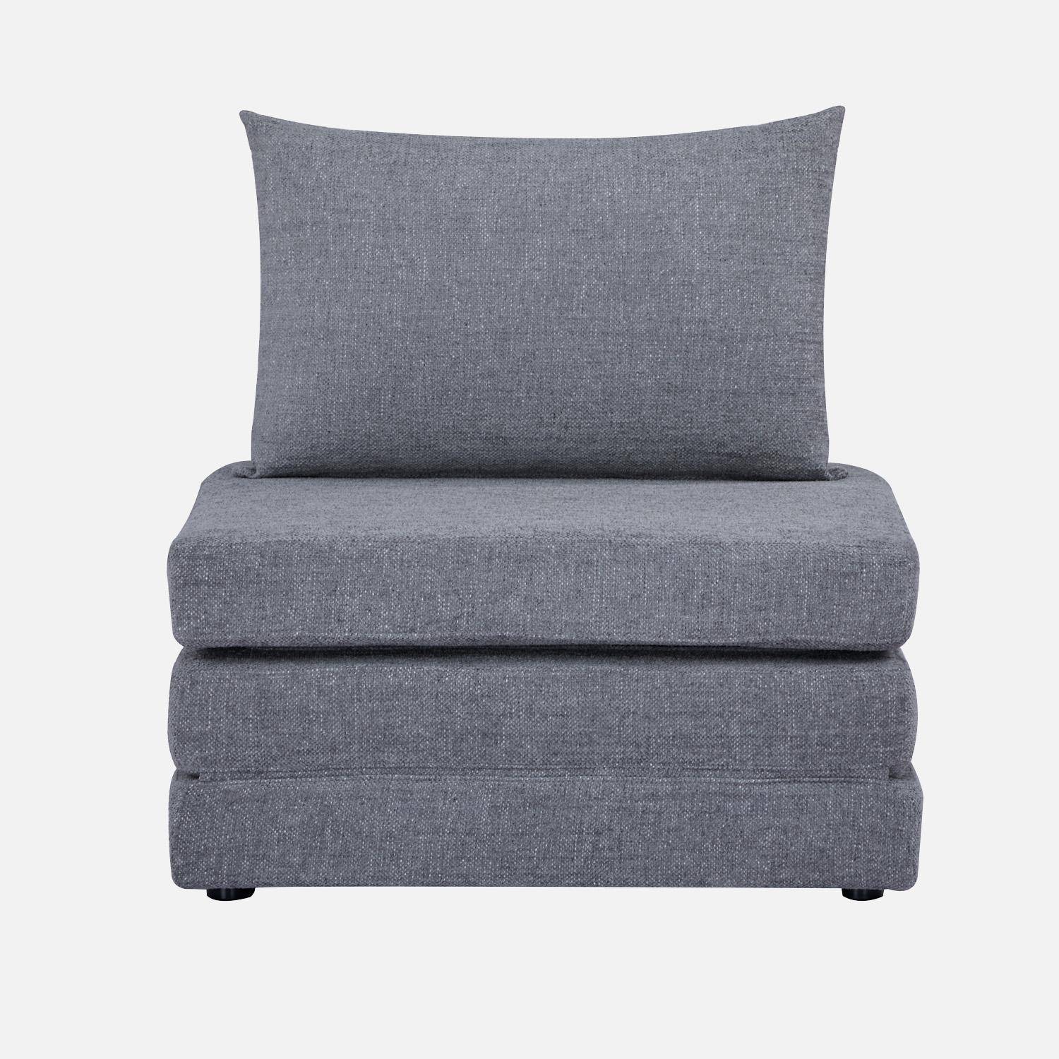 Sillón convertible colchón tejido chenilla 1 plaza, Fold, Gris, 198x81x71 cm Photo2