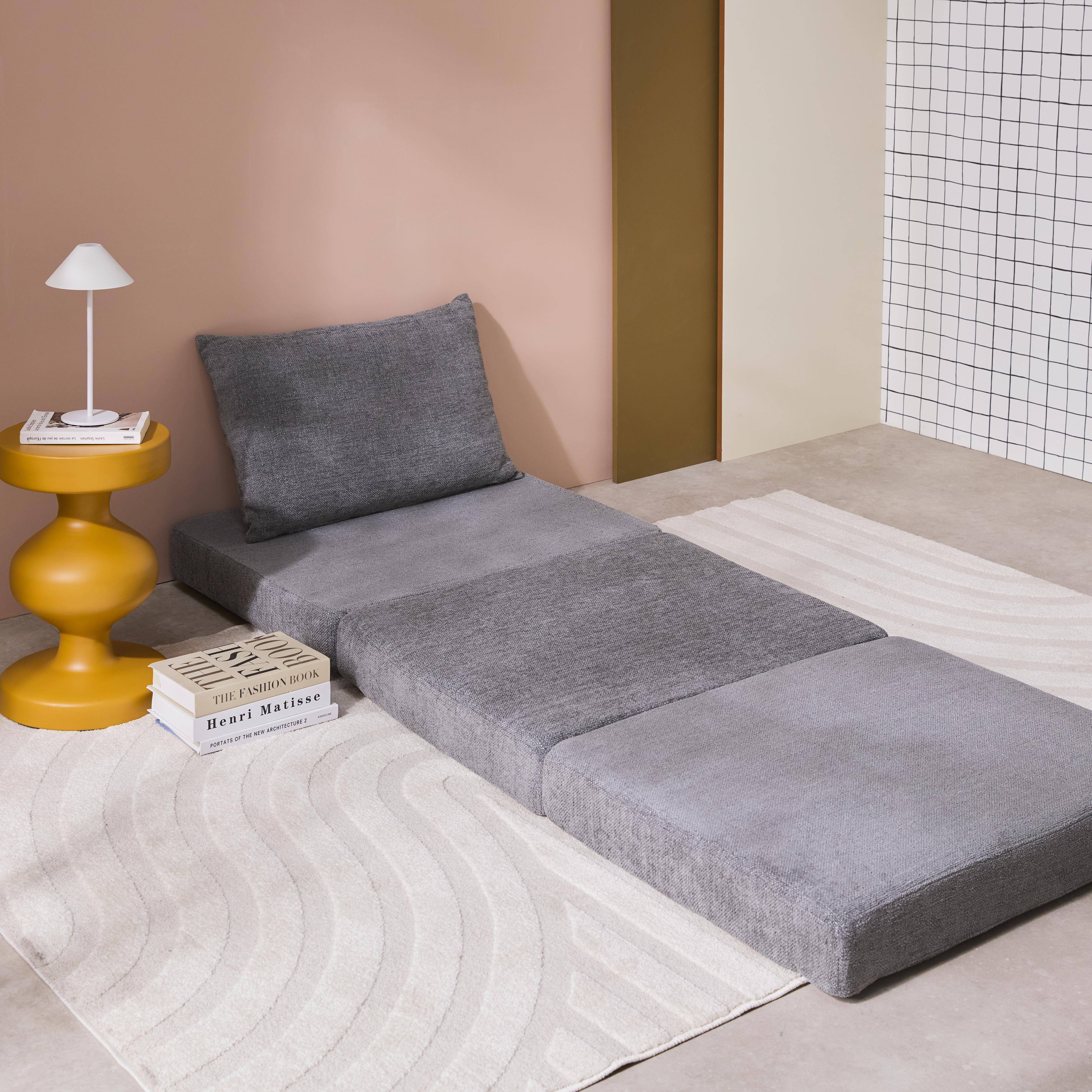 Sessel mit Schlaffunktion für 1 Person und Chenille-Bezug in grau - Fold Photo3