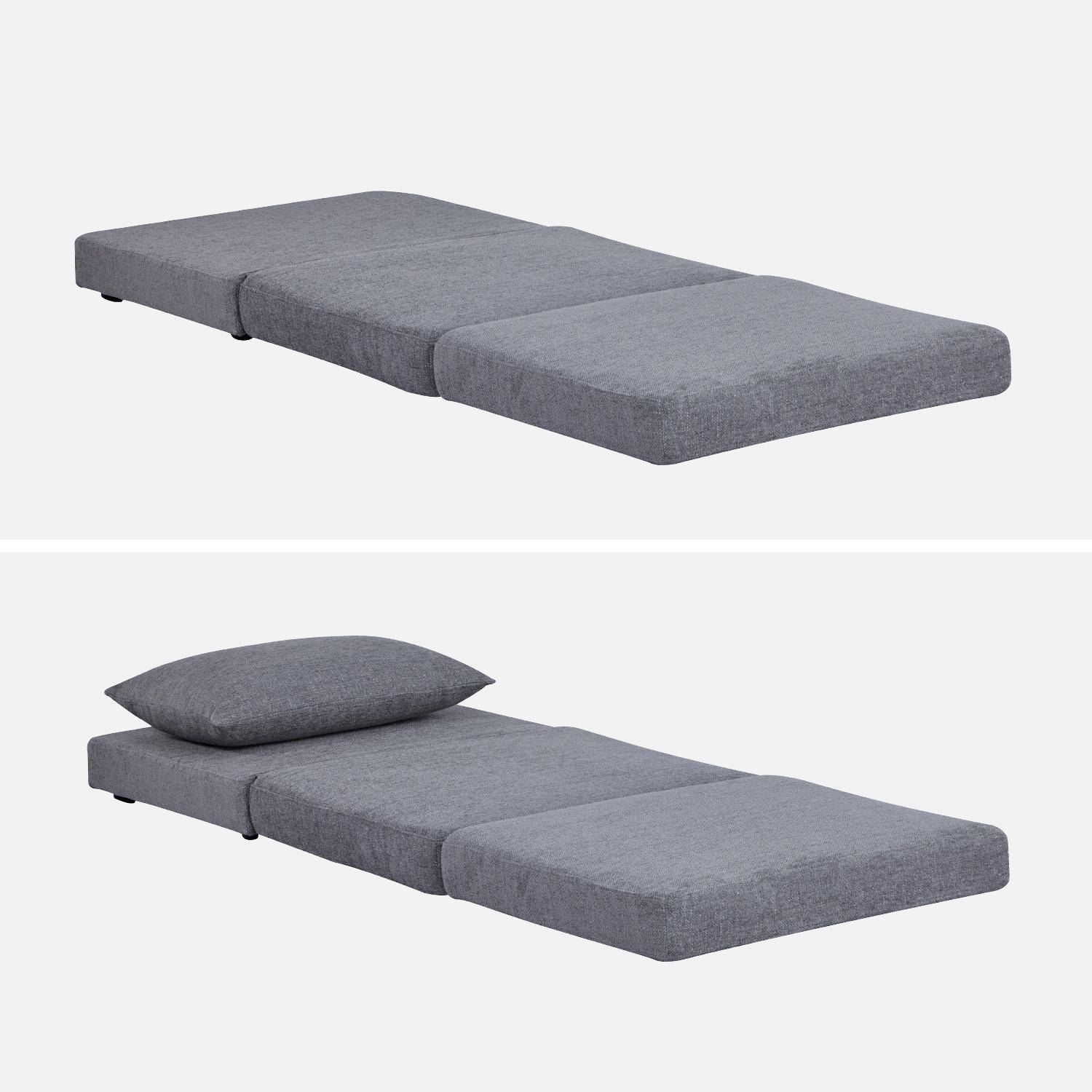 Sillón convertible colchón tejido chenilla 1 plaza, Fold, Gris, 198x81x71 cm Photo4