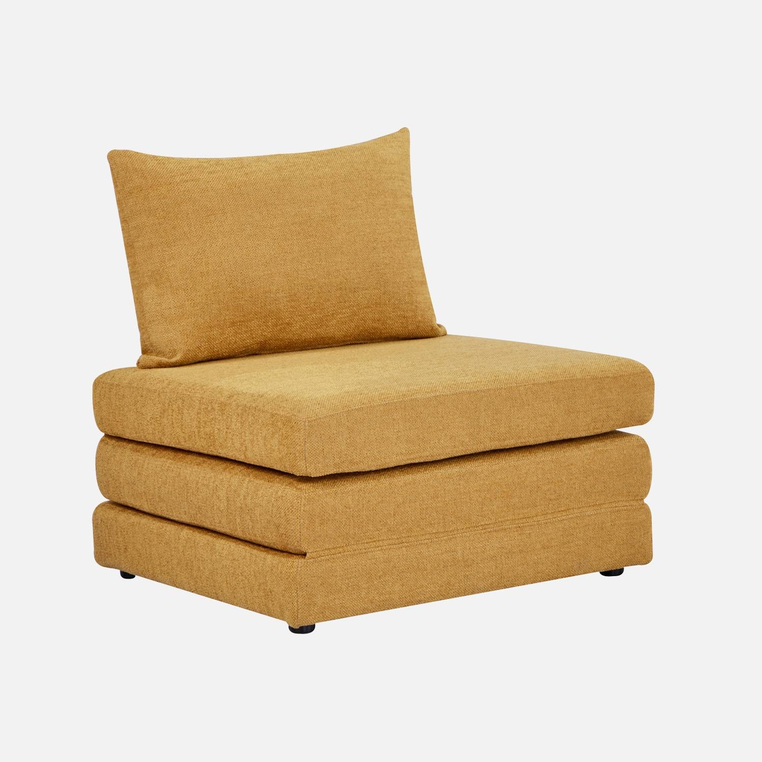 Poltrona letto matrimoniale in tessuto chenille, 1 posto, Mostarda