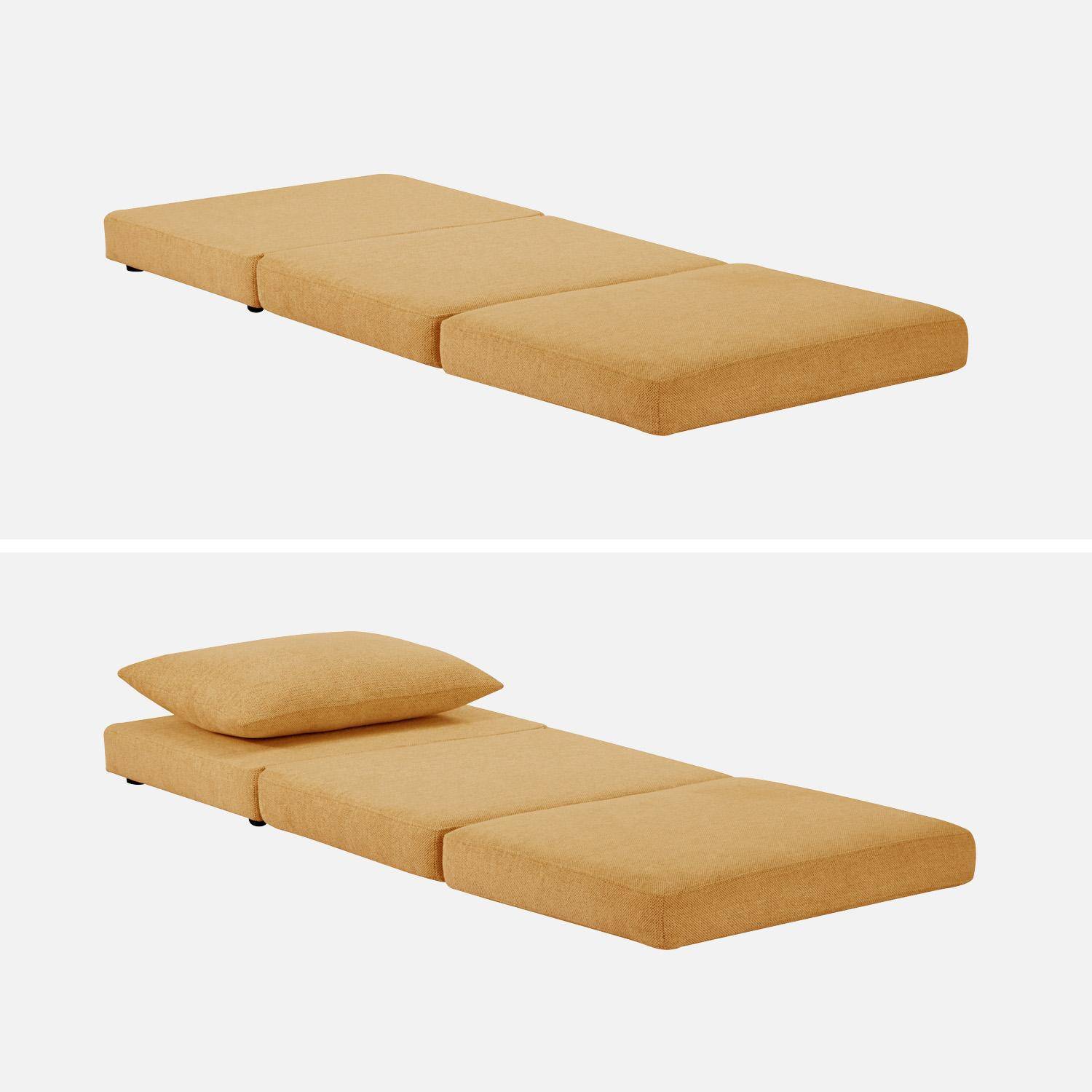 Sillón convertible colchón tejido chenilla 1 plaza, Fold, Mostaza, 198x81x71 cm Photo4