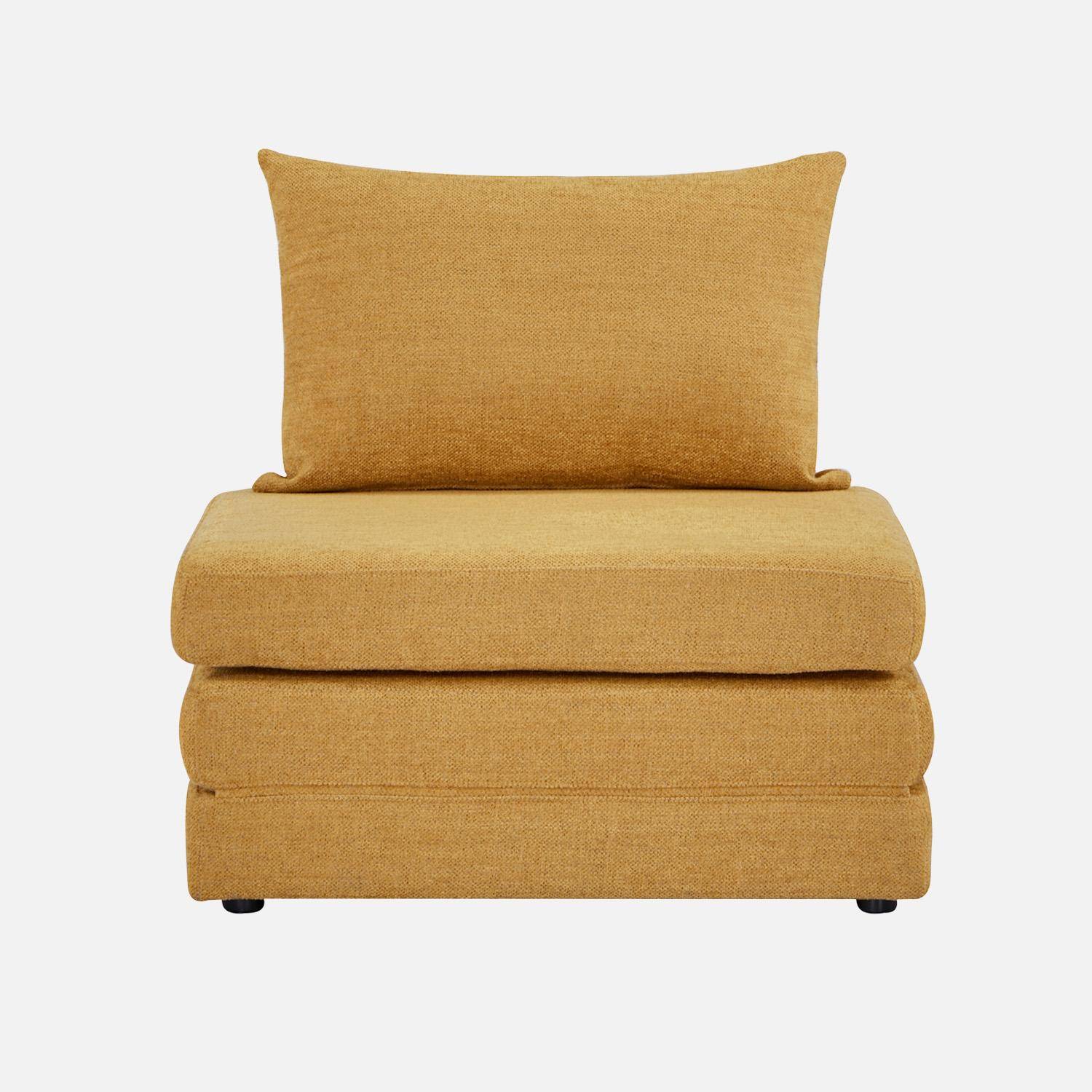 Sillón convertible colchón tejido chenilla 1 plaza, Fold, Mostaza, 198x81x71 cm Photo2