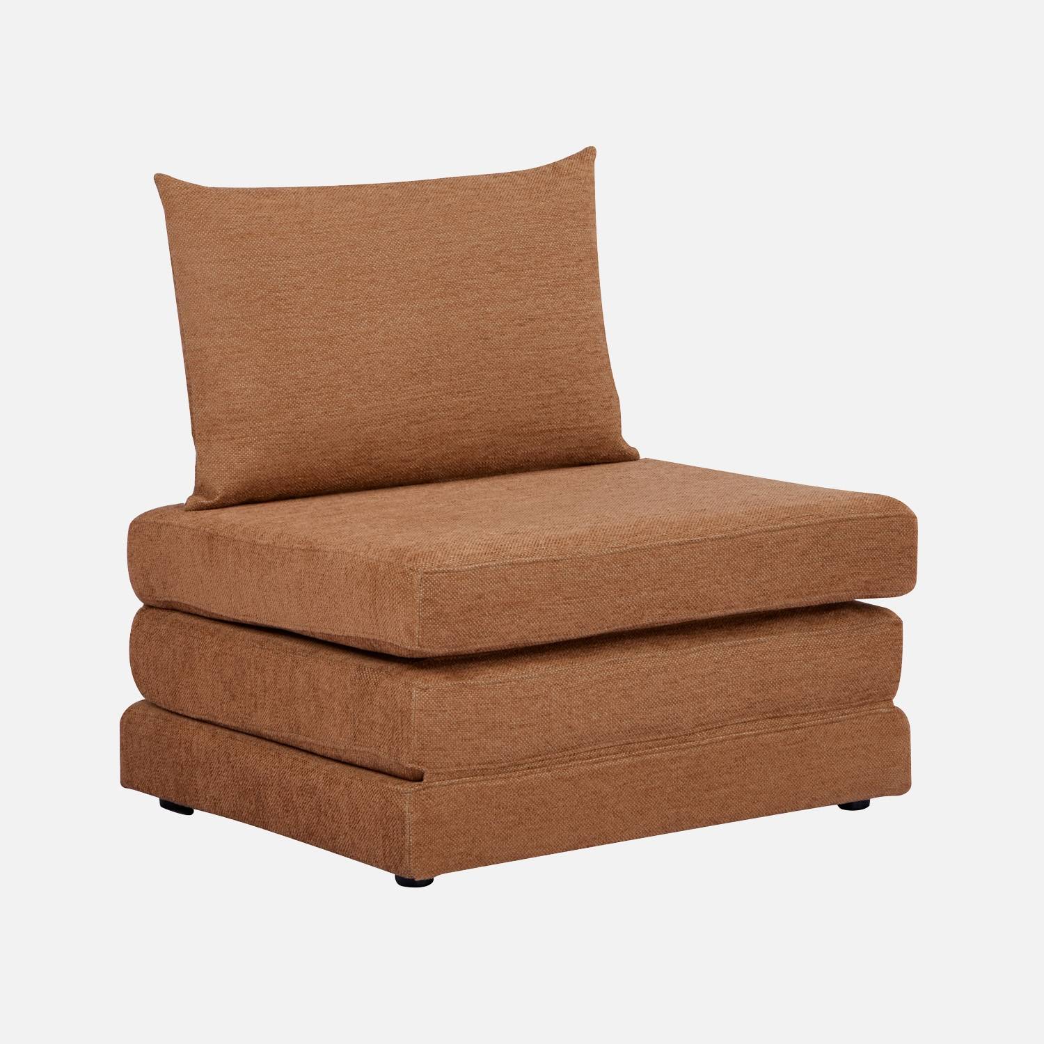 Poltrona letto matrimoniale in tessuto chenille, 1 posto, Camel
