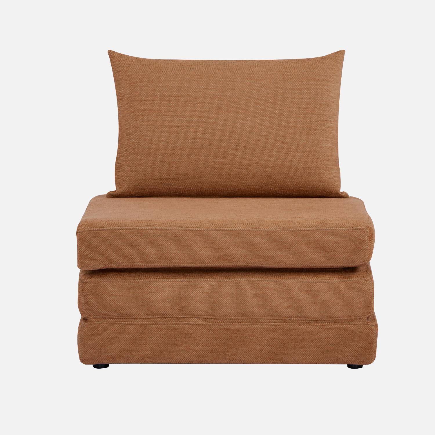 Sillón convertible colchón tejido chenilla 1 plaza, Fold, Camel, 198x81x71 cm Photo2