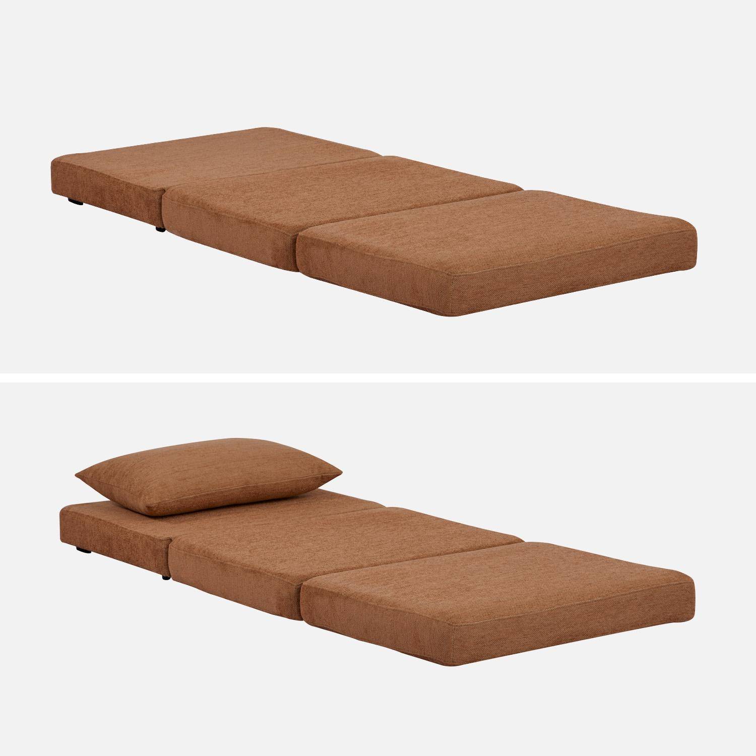 Sillón convertible colchón tejido chenilla 1 plaza, Fold, Camel, 198x81x71 cm Photo3