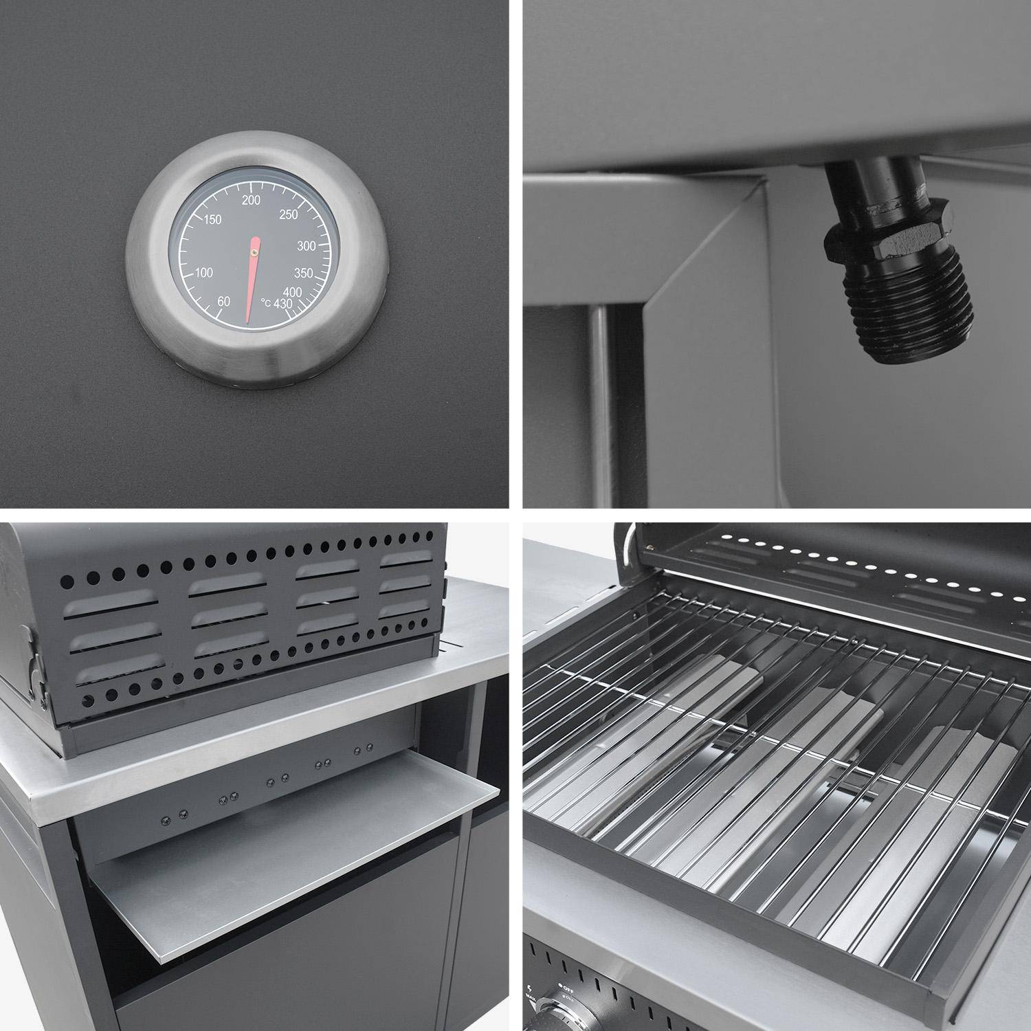 Cuisine extérieure Naxos 2 modules acier inoxydable noir barbecue gaz 3 brûleurs avec évier  Photo7