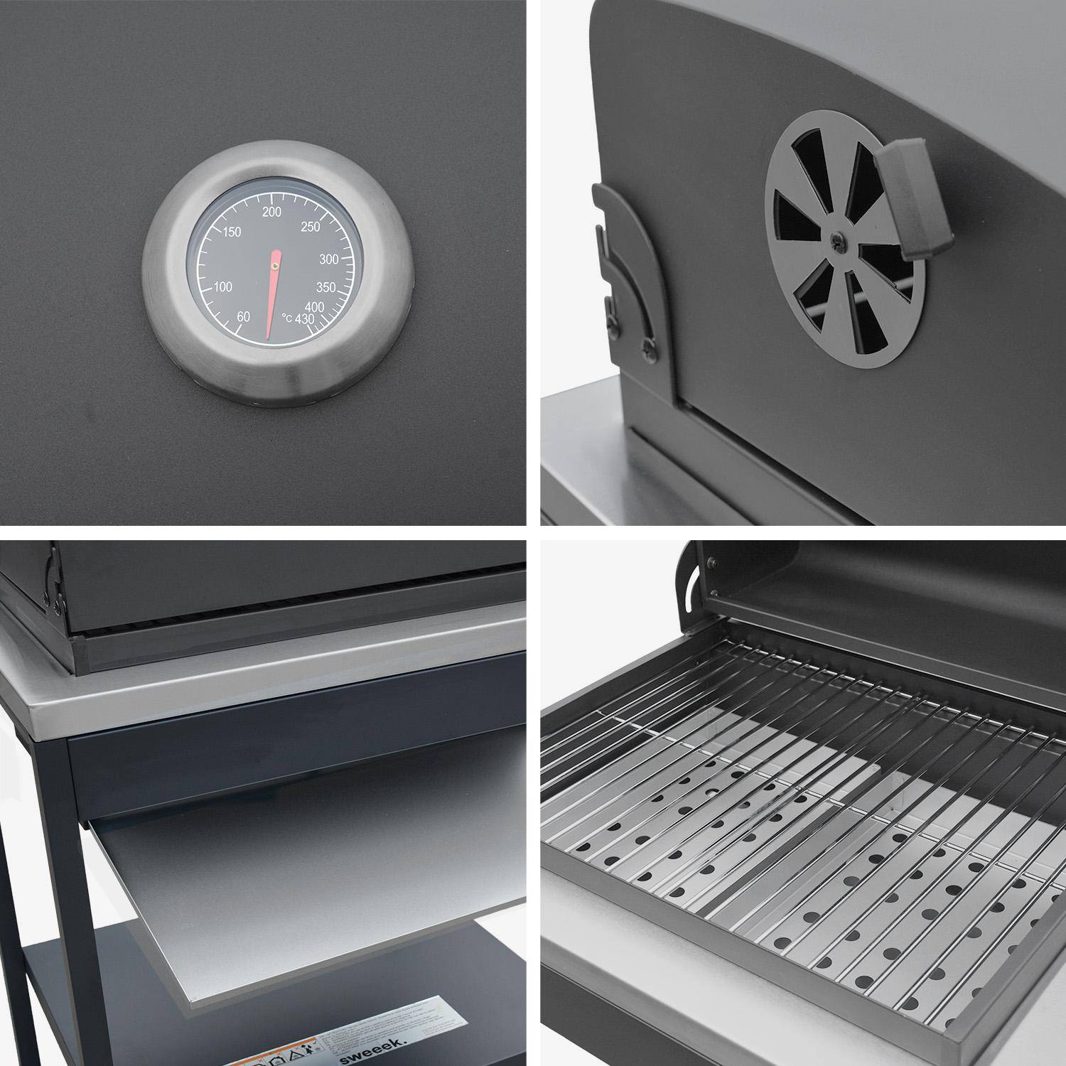 Cuisine extérieure Naxos 2 modules acier inoxydable noir barbecue au charbon avec évier Photo7