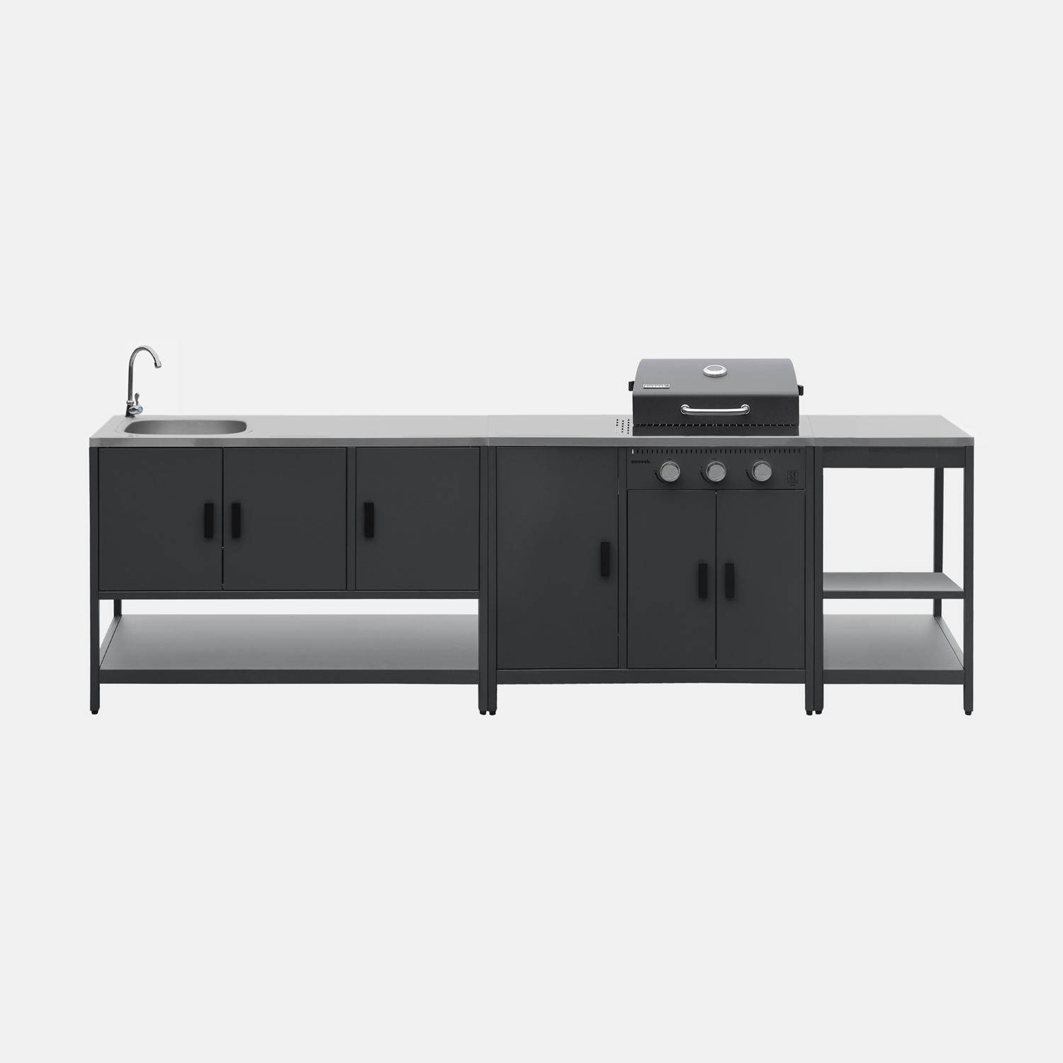 Cuisine extérieure Naxos 3 modules acier inoxydable noir avec barbecue gaz 3 brûleurs Photo1