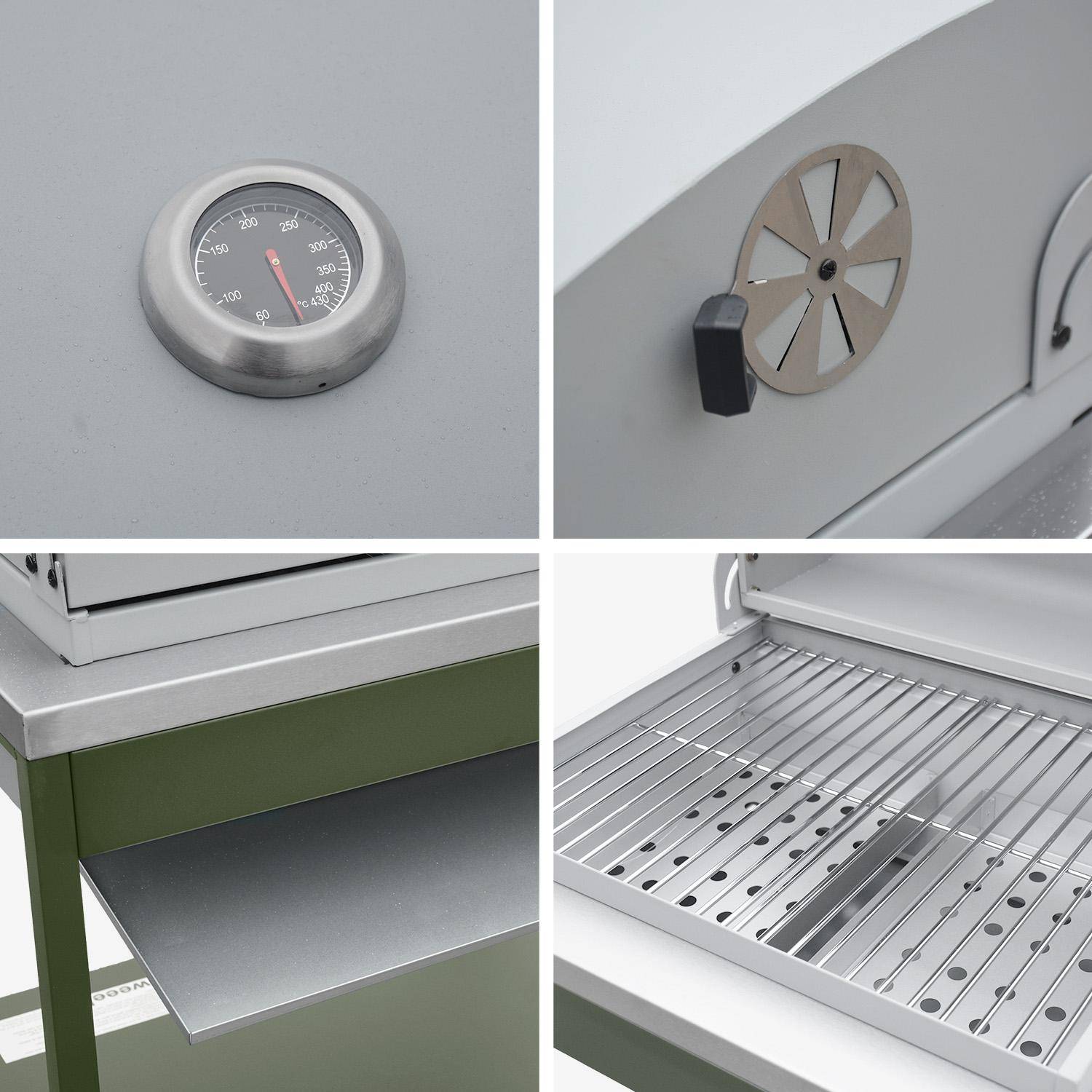 Buitenkeuken 3 modules roestvrij staal met houtskool barbecue groen Naxos Photo11