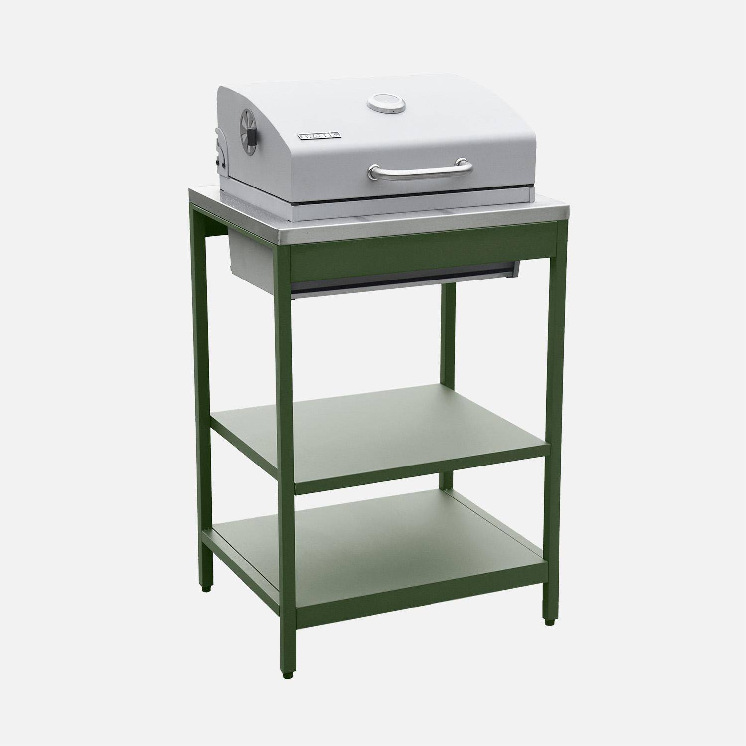 Buitenkeuken 3 modules roestvrij staal met houtskool barbecue groen Naxos Photo7