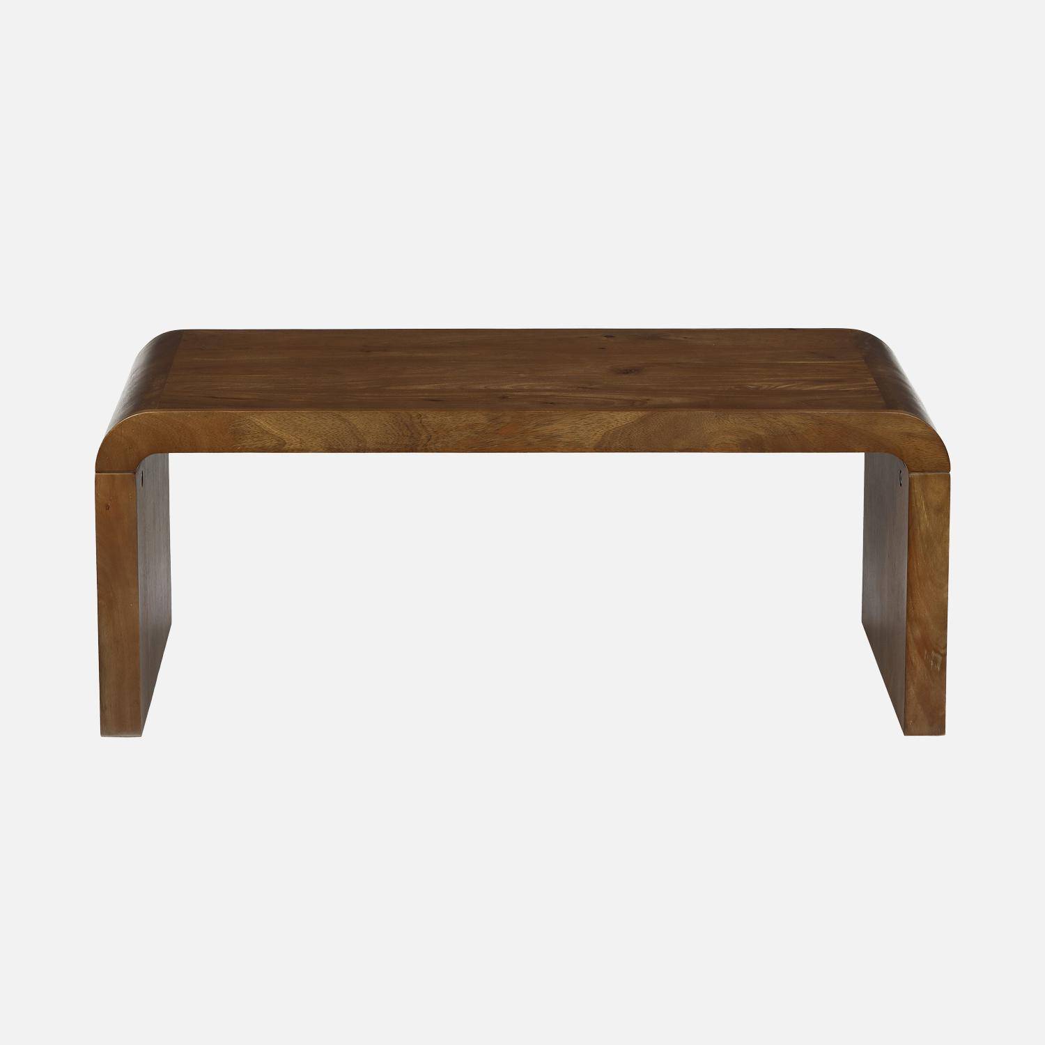 Mesa de centro retangular em acácia maciça, 100cm, Dana, Madeira de nogueira, 100x50x40 cm Photo2