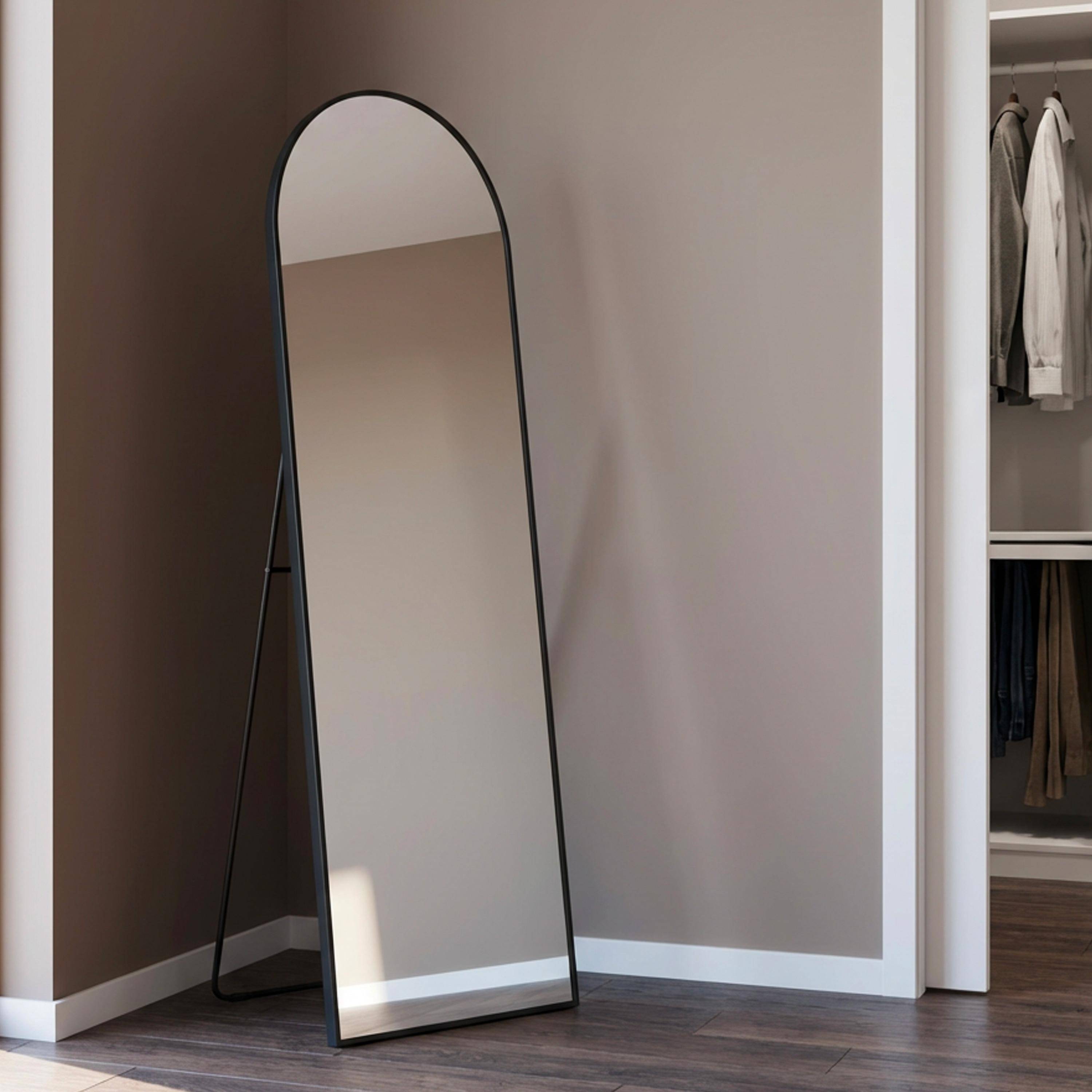 Vrijstaande spiegel van aluminium 80 x 200 x 2,8 cm zwart - Justin,sweeek,Photo1