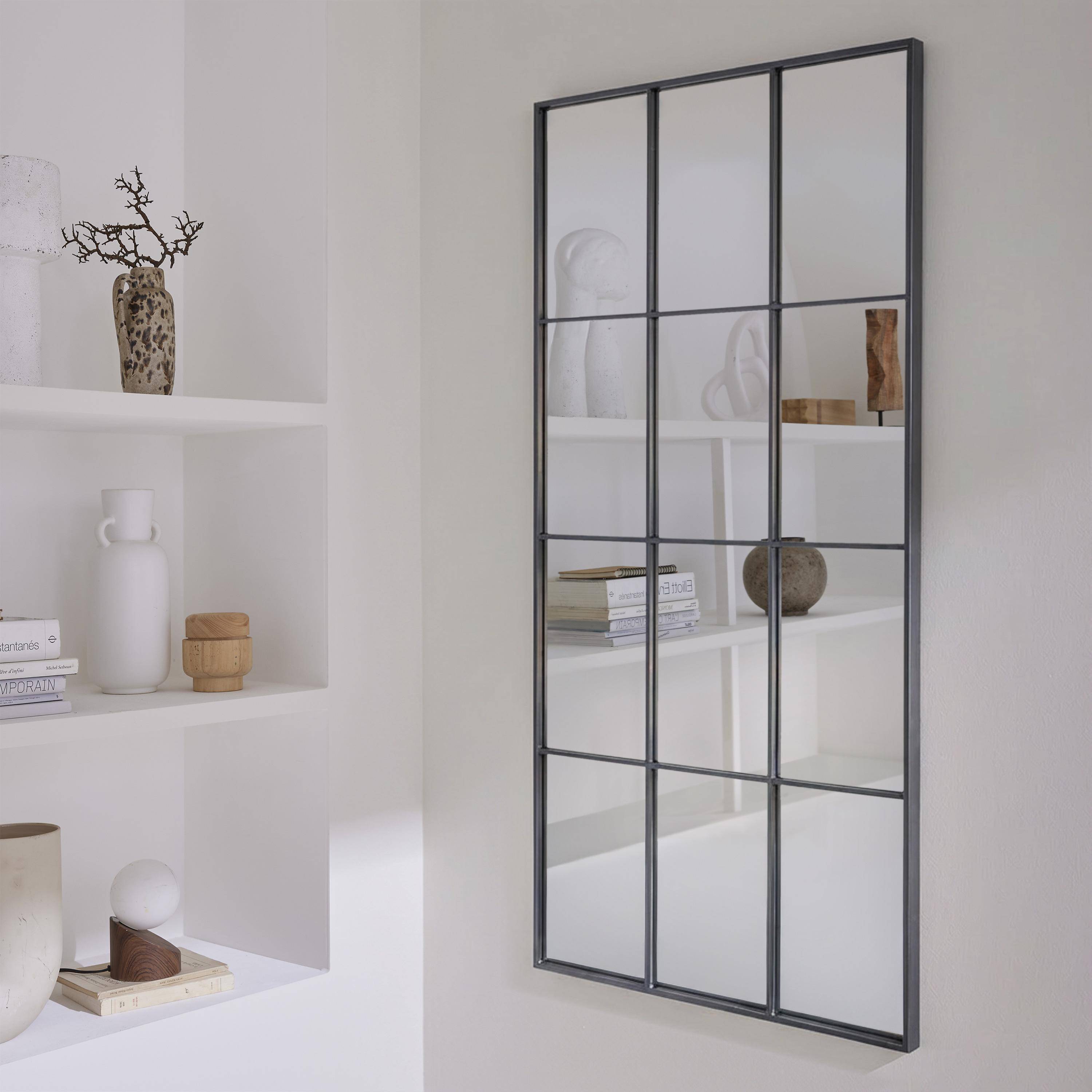 Miroir rectangulaire industriel acier noir - 60 x 140 x 2,5 cm - Terry,sweeek,Photo1