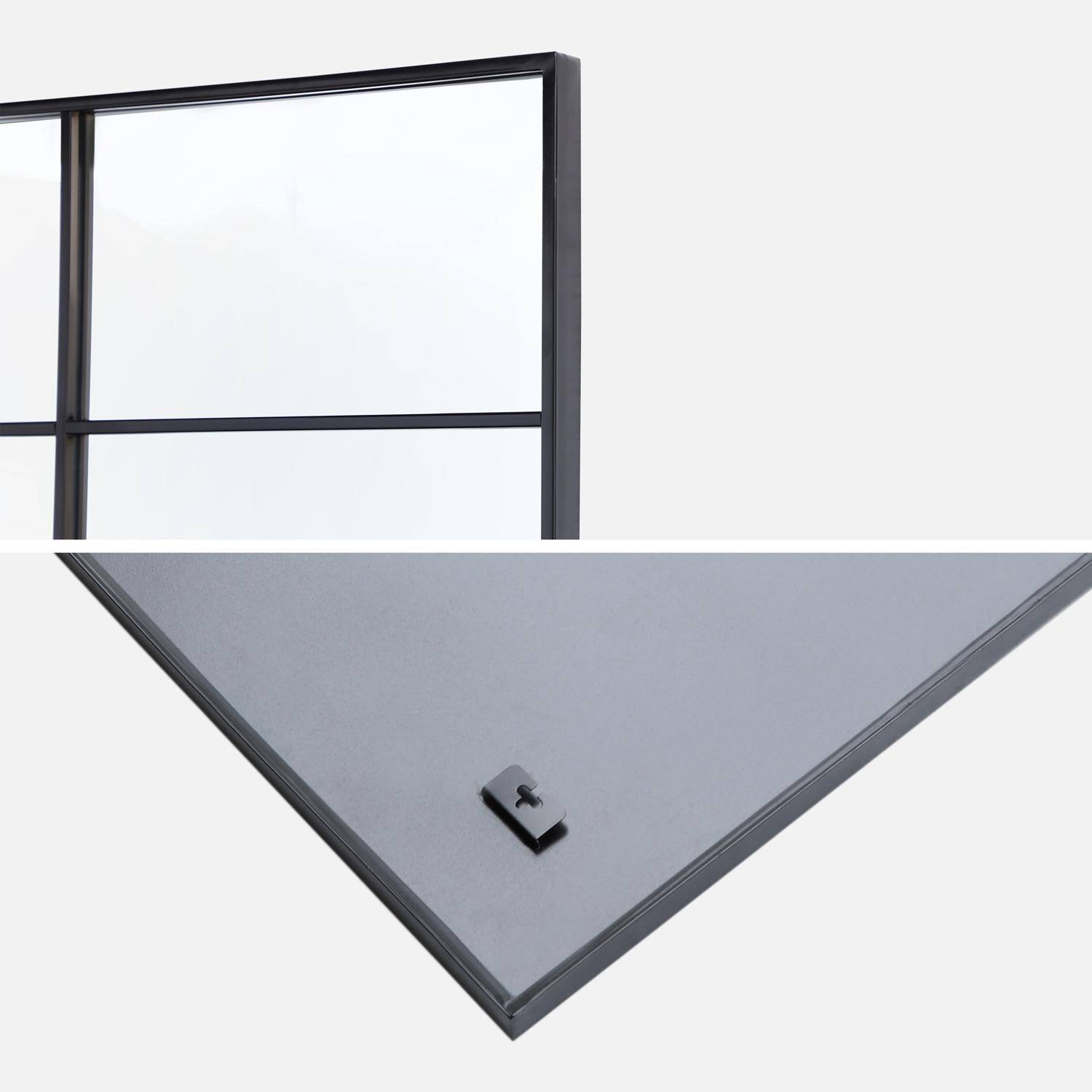 Espejo rectangular industrial de acero, Terry, Negro, 60x2.5x140 cm Photo4
