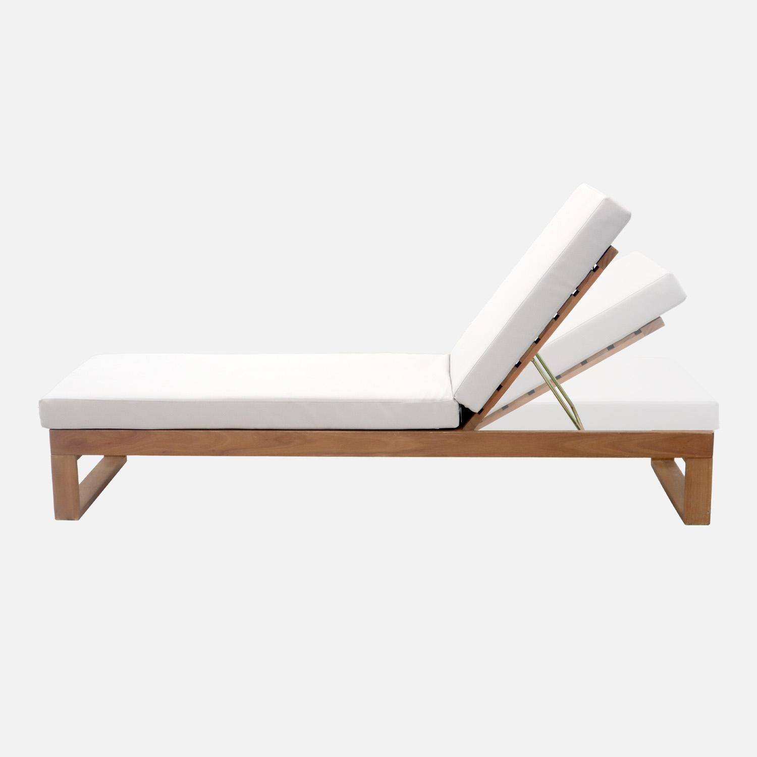 Tumbona de madera de eucalipto multiposición, set de 2, Pamplona, Beige, 204x63x11.5 cm,sweeek,Photo7